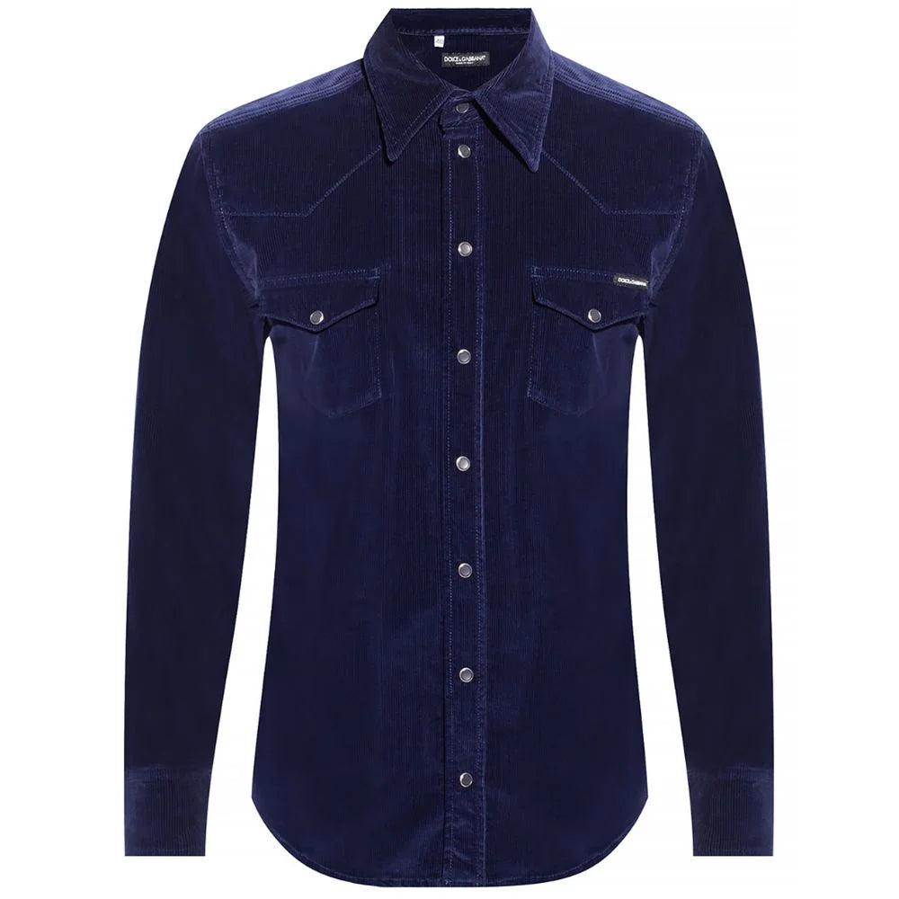 Dolce & Gabbana Blue Cotton Shirt - IT38 | XS - Shirts