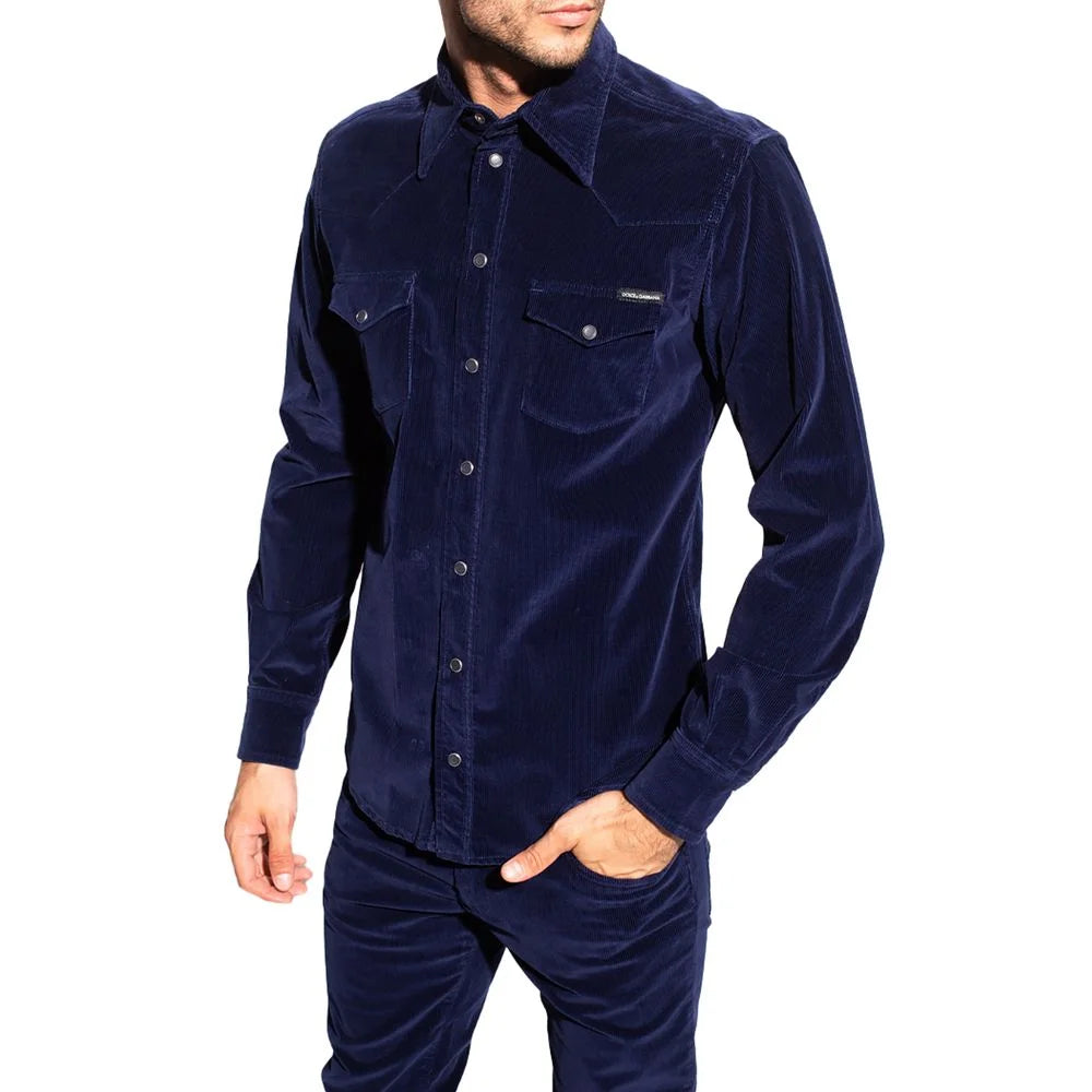 Dolce & Gabbana Blue Cotton Shirt - IT38 | XS - Shirts