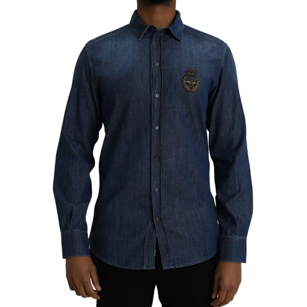Dolce & Gabbana Blue Cotton Shirt - IT40 | M - Shirts