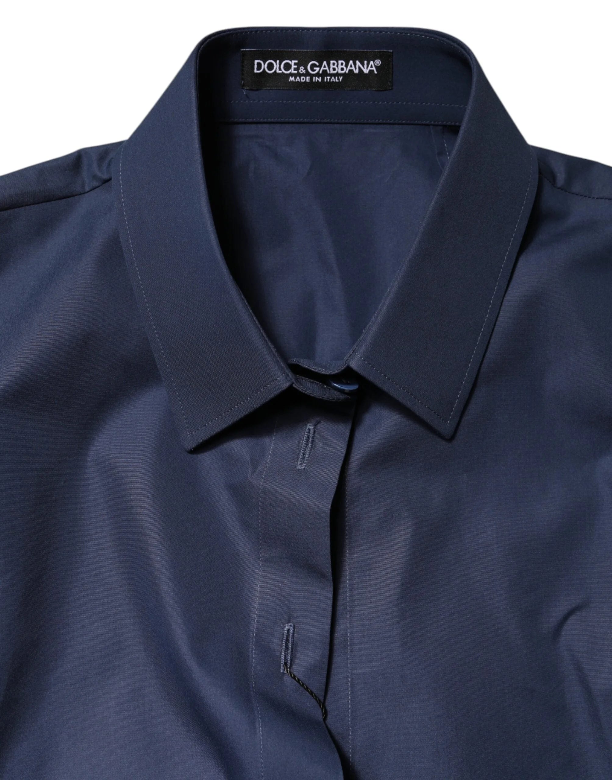 Dolce & Gabbana Blue Cotton Short Sleeves Button Down Top - IT42|M - Polos