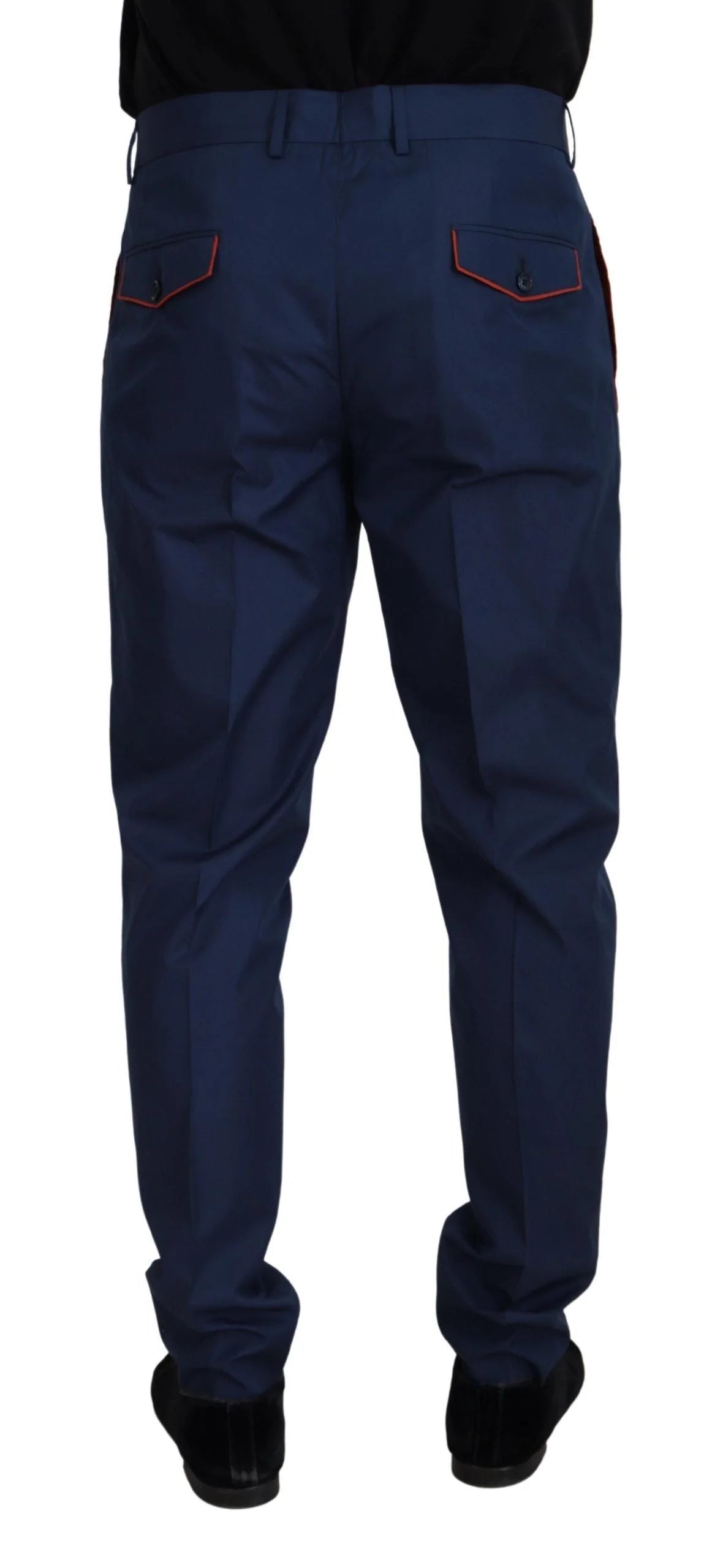 Dolce & Gabbana Blue Cotton Silk Trousers Chinos Pants - IT52 | L - Chinos