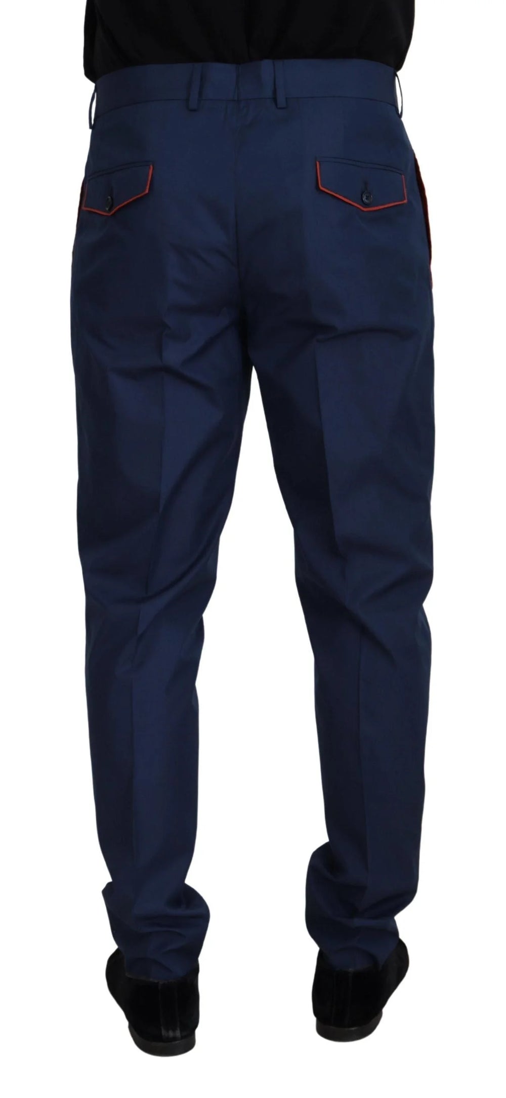 Dolce & Gabbana Blue Cotton Silk Trousers Chinos Pants - IT52 | L - Chinos