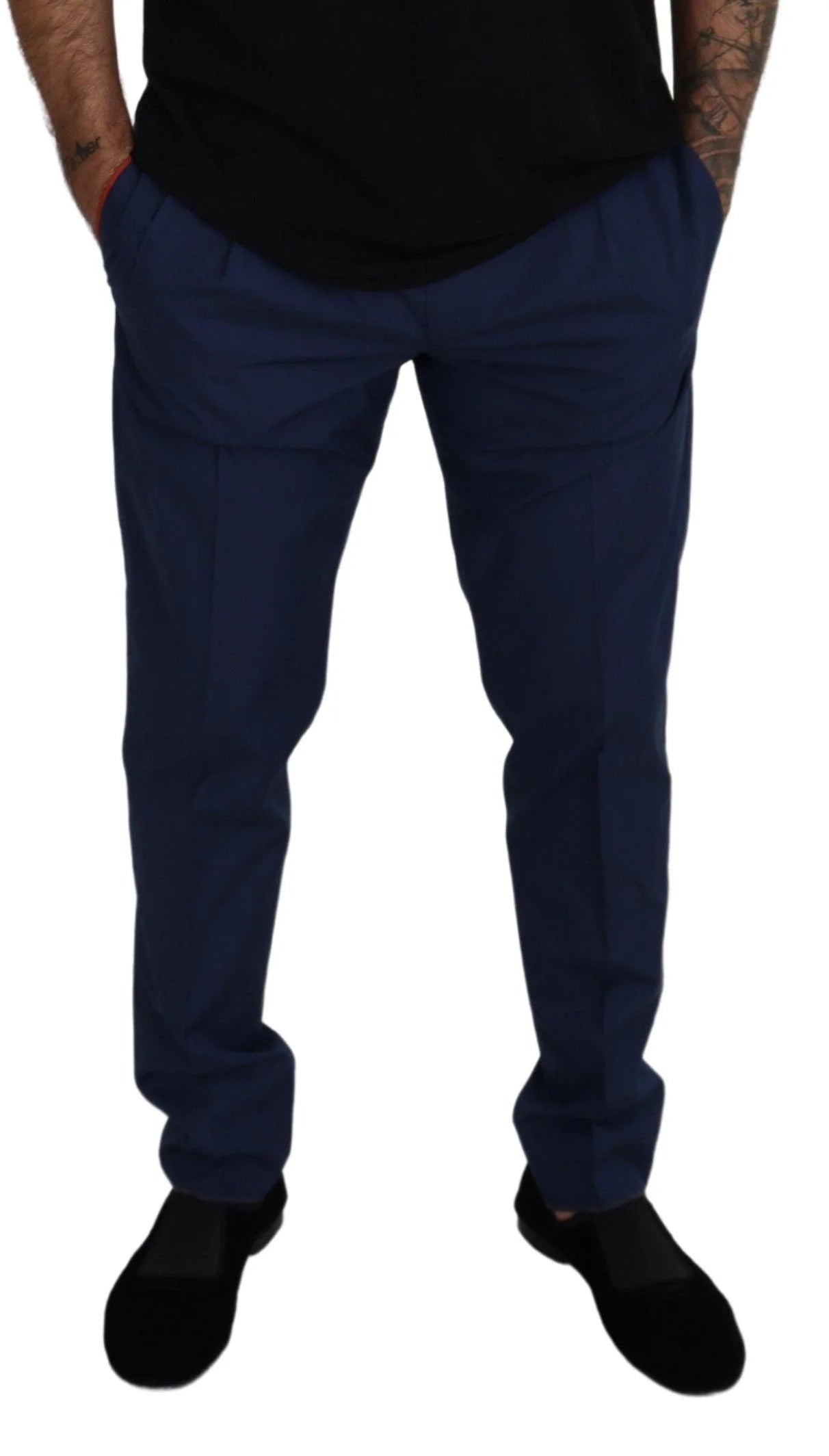 Dolce & Gabbana Blue Cotton Silk Trousers Chinos Pants - IT52 | L - Chinos