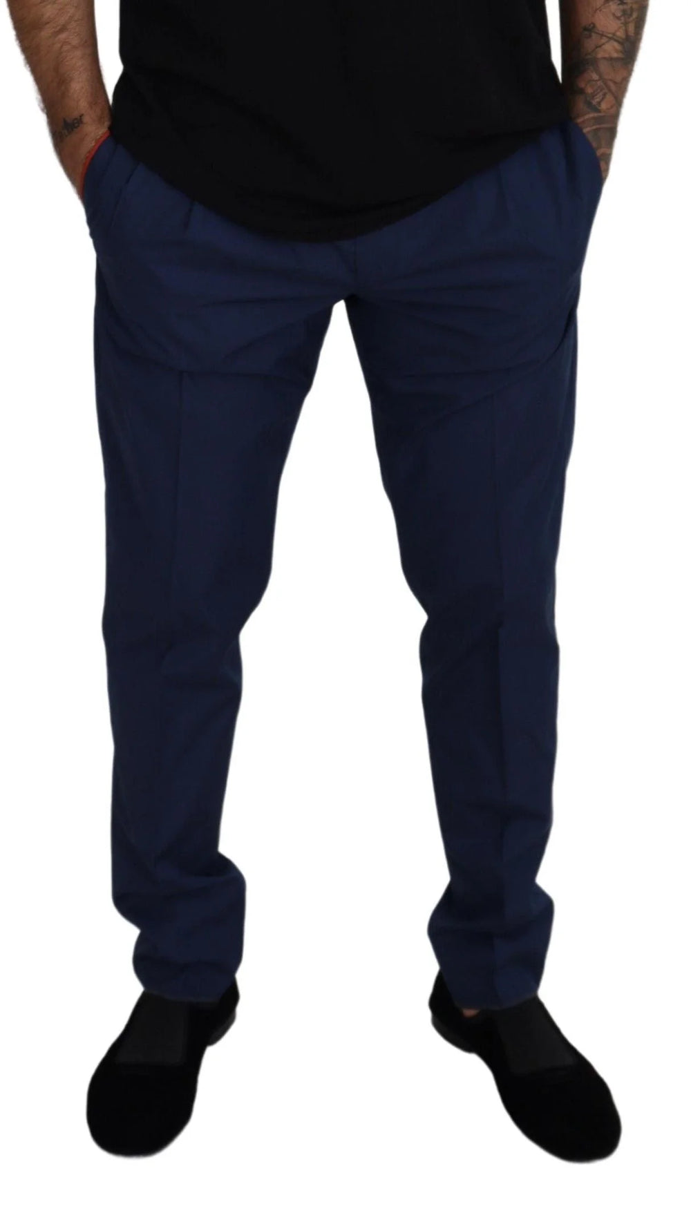 Dolce & Gabbana Blue Cotton Silk Trousers Chinos Pants - IT52 | L - Chinos