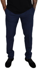 Dolce & Gabbana Blue Cotton Silk Trousers Chinos Pants - IT52 | L - Chinos