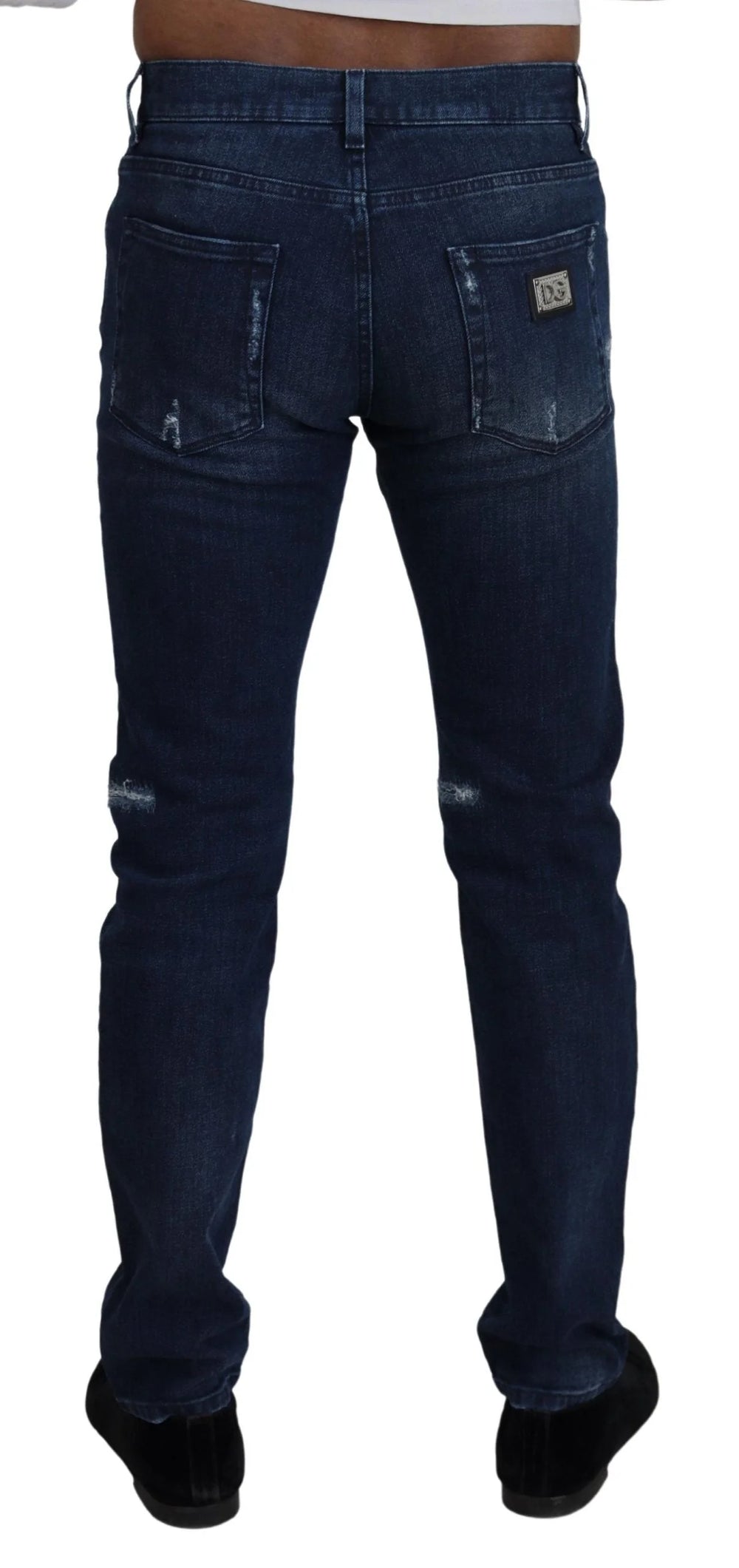 Dolce & Gabbana Blue Cotton Skinny Tattered Denim Jeans - IT44 | XS - Jeans