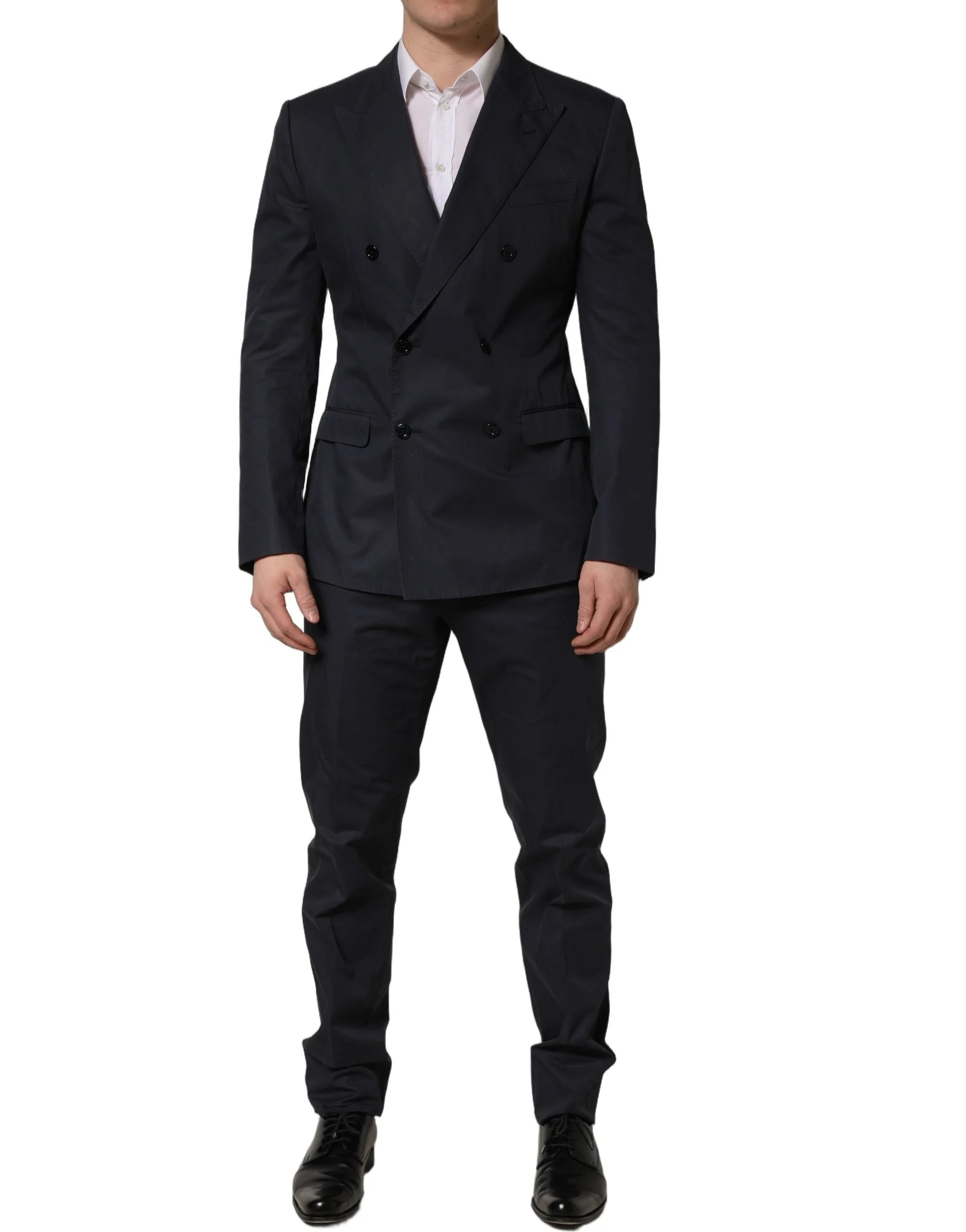 Dolce & Gabbana Blue Cotton Slim Fit Formal 2 Piece Men Suit - IT50 | L