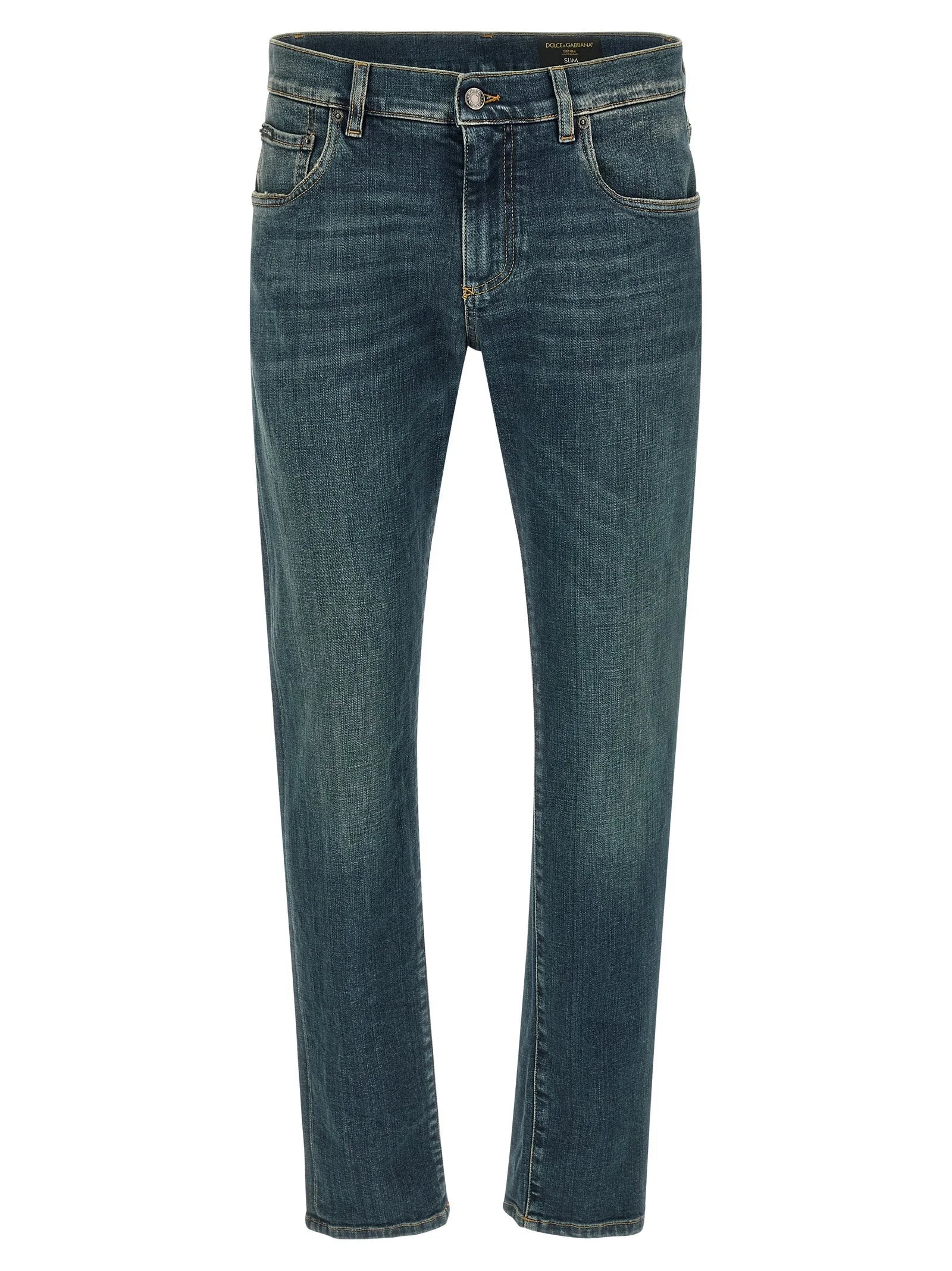 Dolce & Gabbana Blue Cotton Slim Fit Jeans