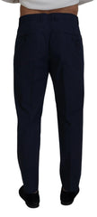 Dolce & Gabbana Blue Cotton Slim Trousers Chinos Pants - Chinos