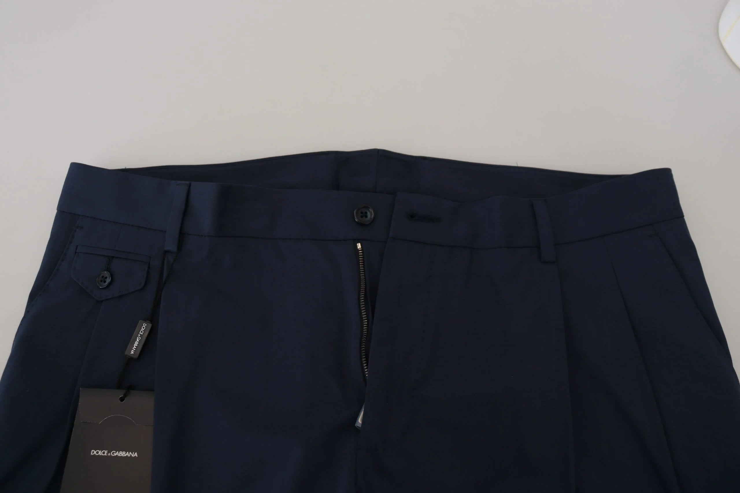 Dolce & Gabbana Blue Cotton Slim Trousers Chinos Pants - Chinos