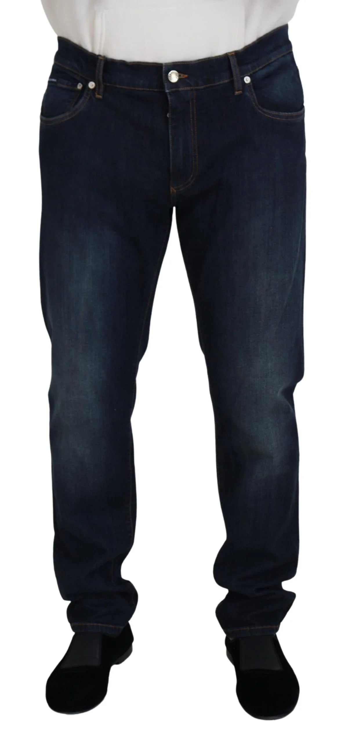 Dolce & Gabbana Blue Cotton Straight Fit Casual Denim Jeans - IT44 | XS - Jeans