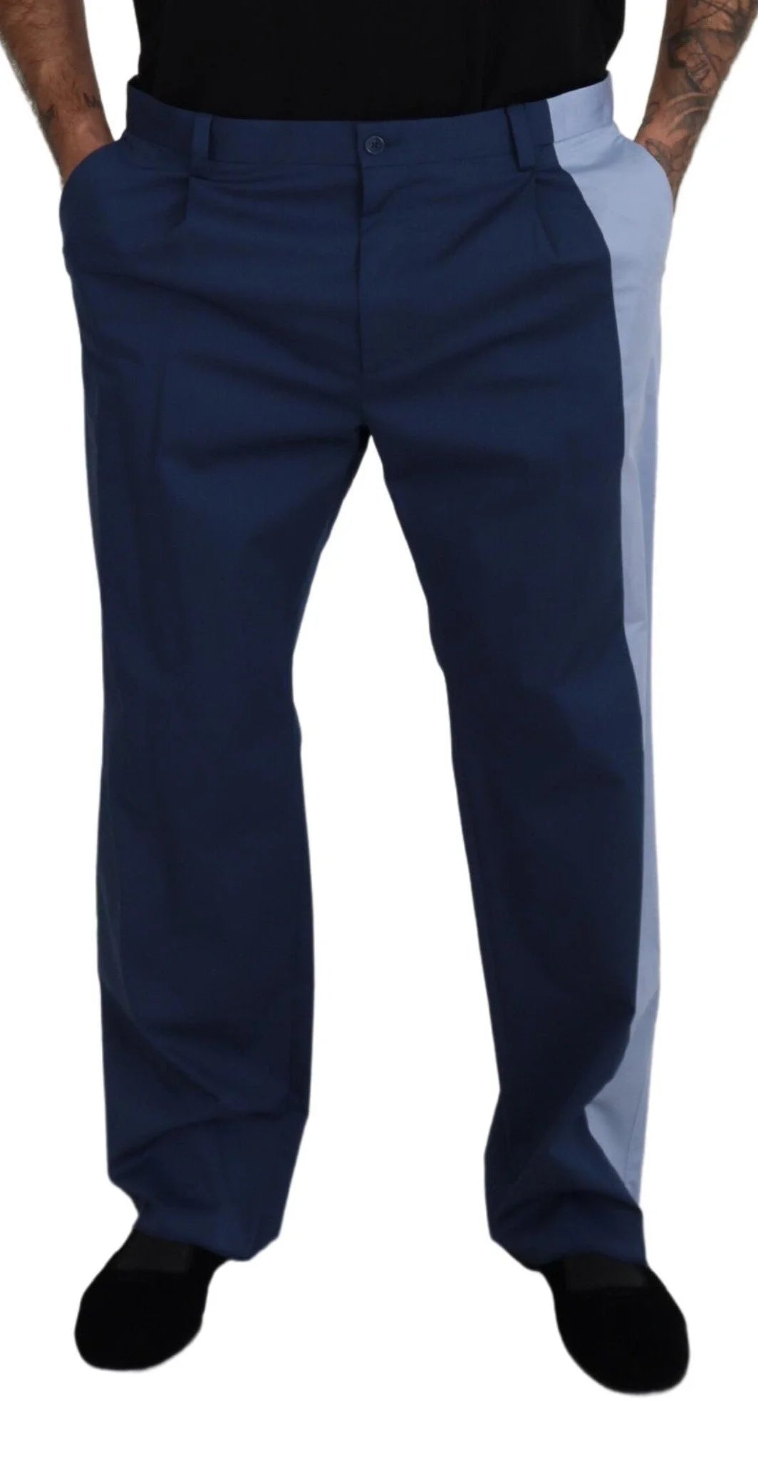 Dolce & Gabbana Blue Cotton Straight Fit Pants - IT50 | L - Trousers