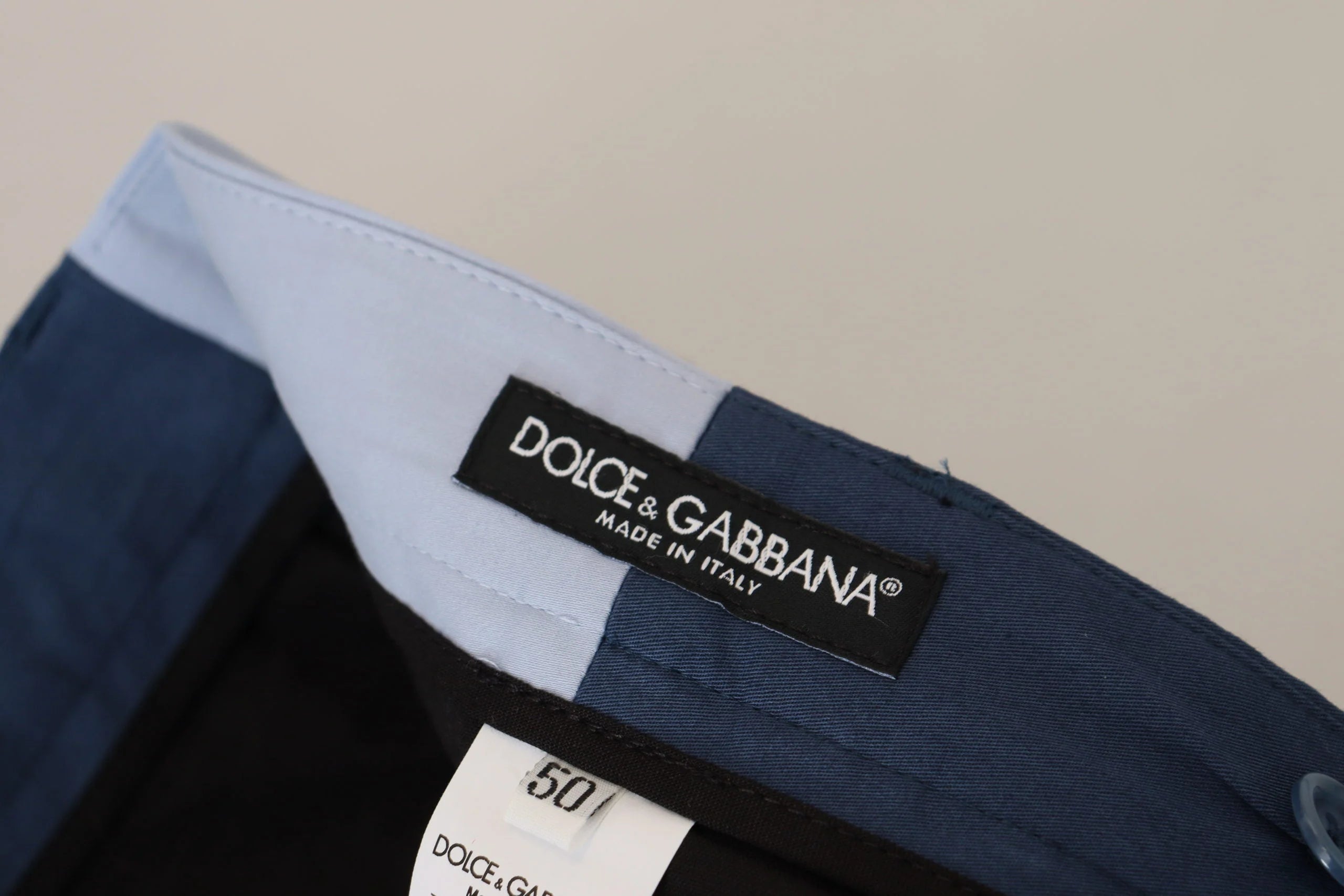 Dolce & Gabbana Blue Cotton Straight Fit Pants - IT50 | L - Trousers
