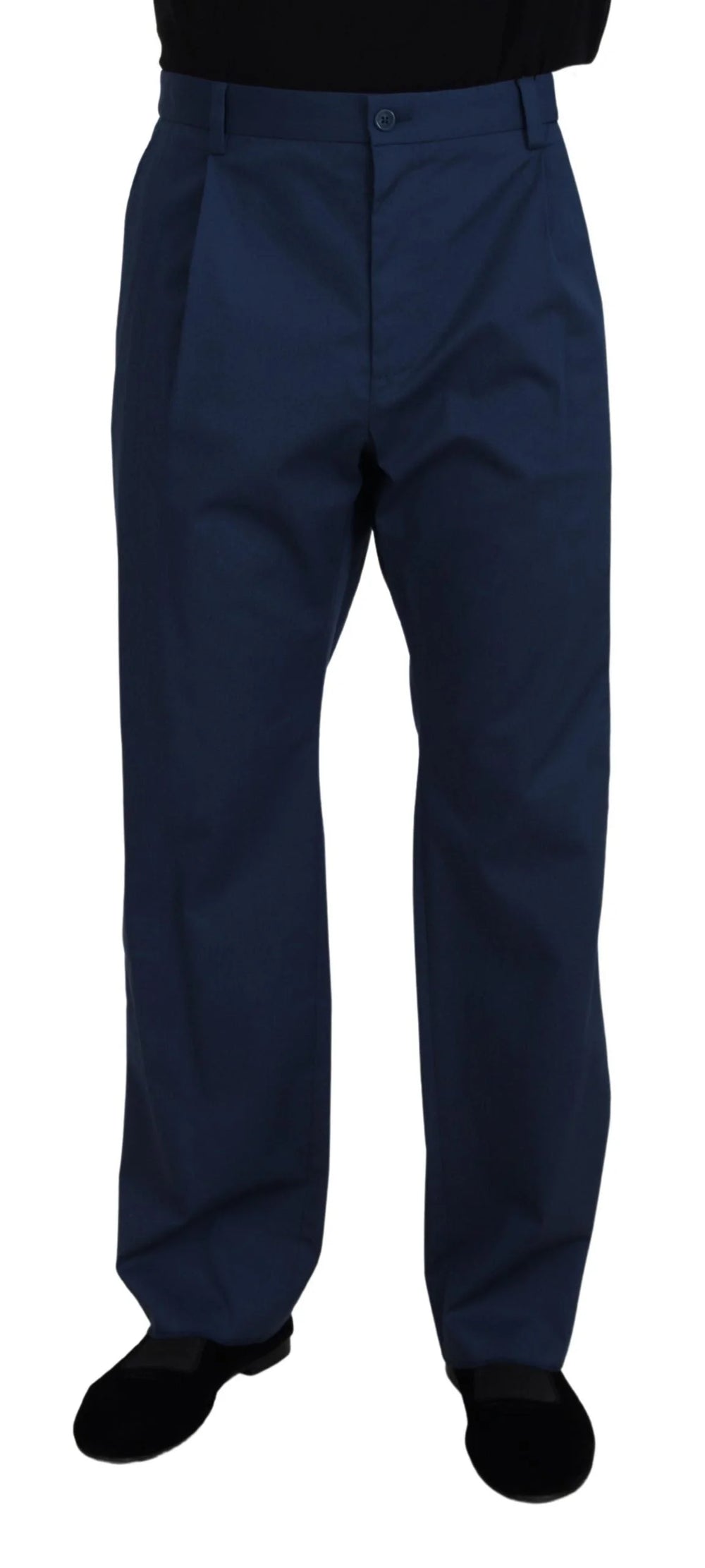 Dolce & Gabbana Blue Cotton Straight Fit Pants - IT50 | L - Trousers