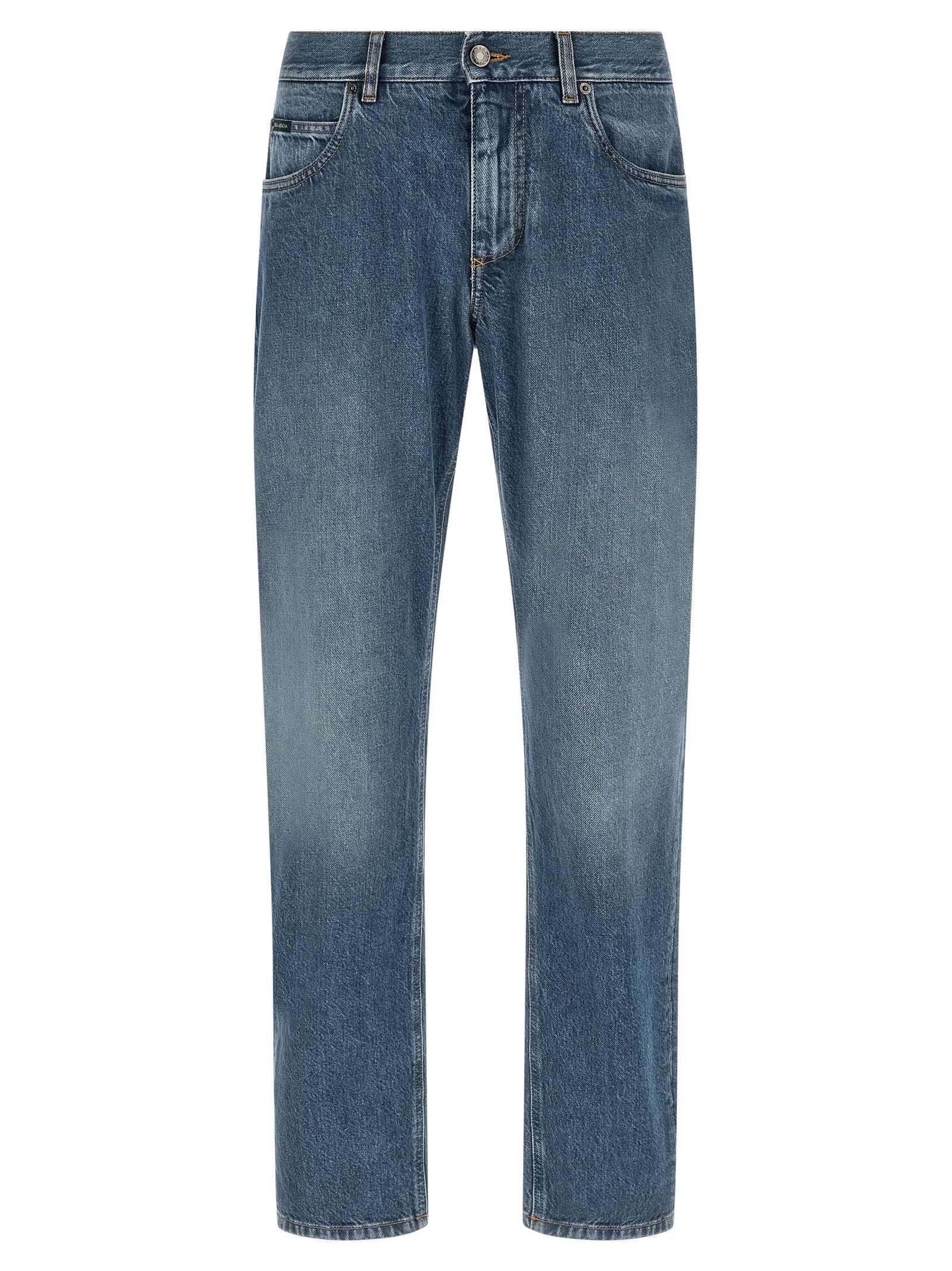 Dolce & Gabbana Blue Cotton Straight-Leg Jeans
