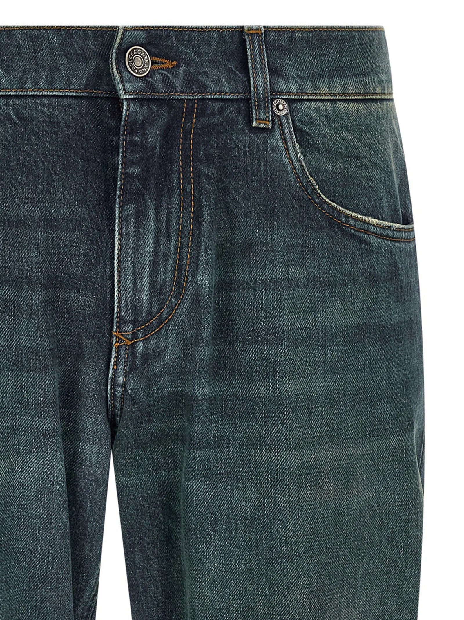 Dolce & Gabbana Blue Cotton Straight-Leg Jeans