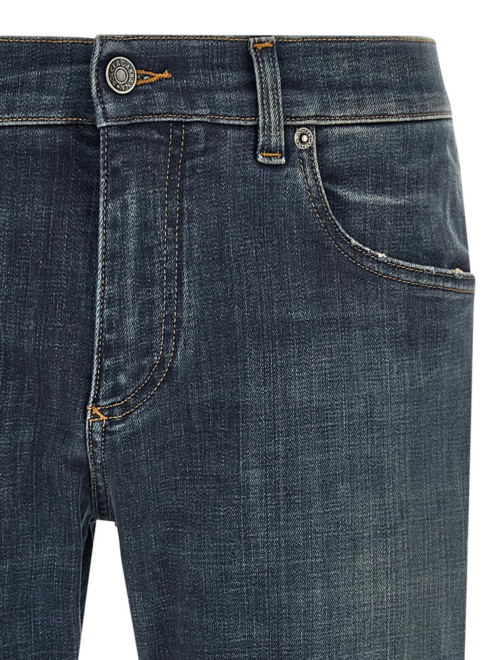 Dolce & Gabbana Blue Cotton Straight-Leg Jeans