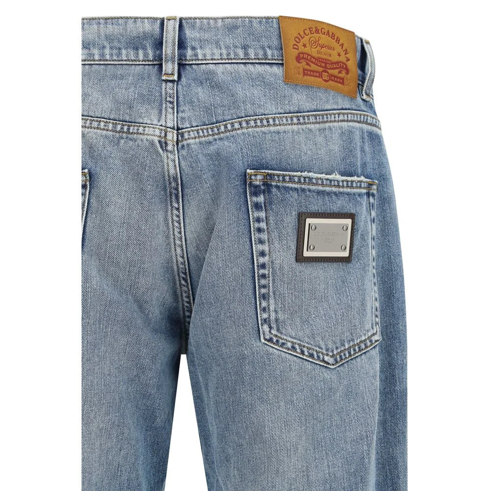 Dolce & Gabbana Blue Cotton Straight-Leg Jeans - IT50 | L