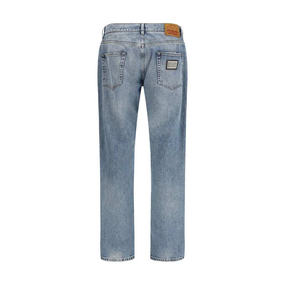 Dolce & Gabbana Blue Cotton Straight-Leg Jeans - IT50 | L