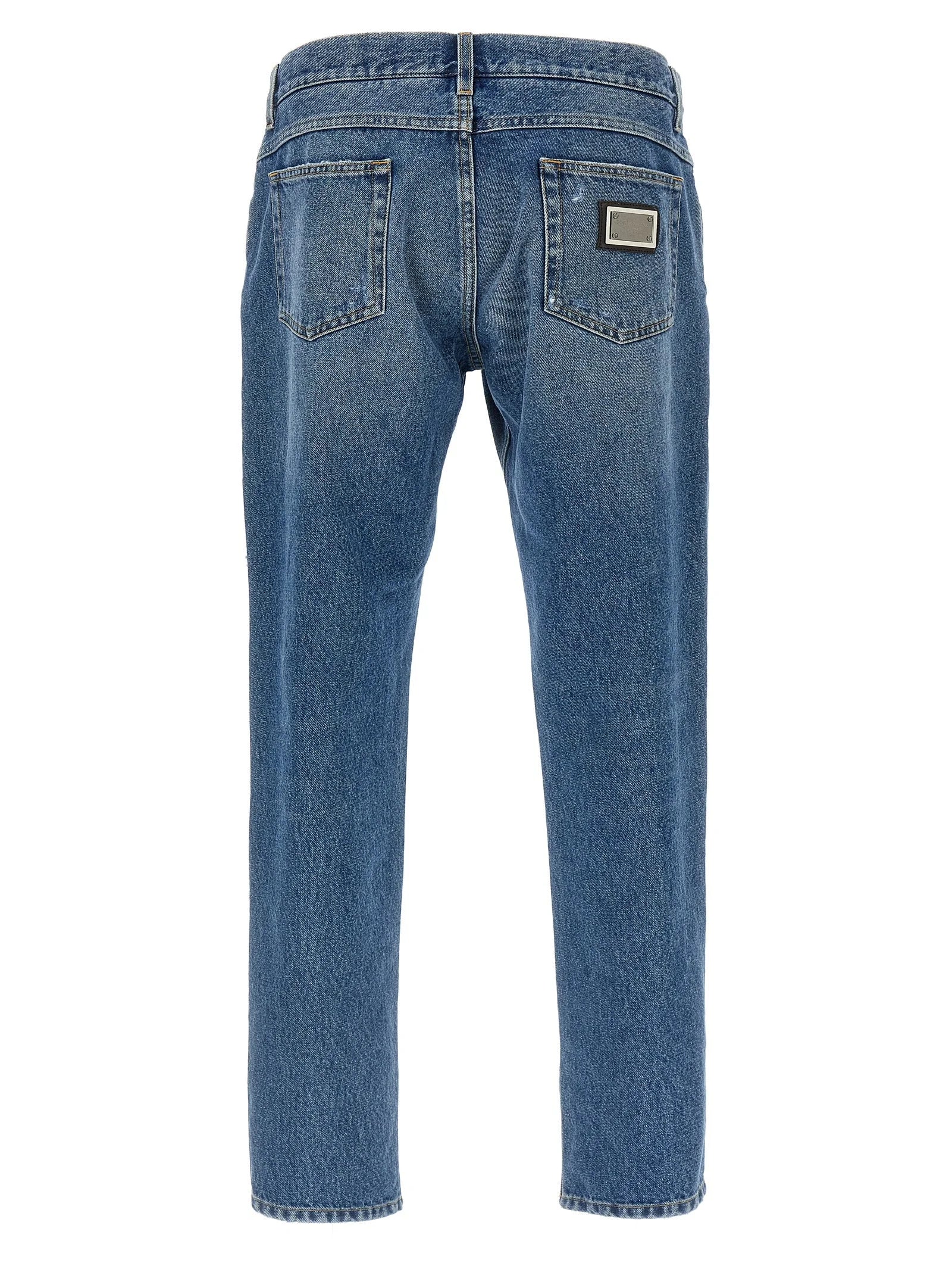 Dolce & Gabbana Blue Cotton Straight-Leg Jeans - IT56 | XL