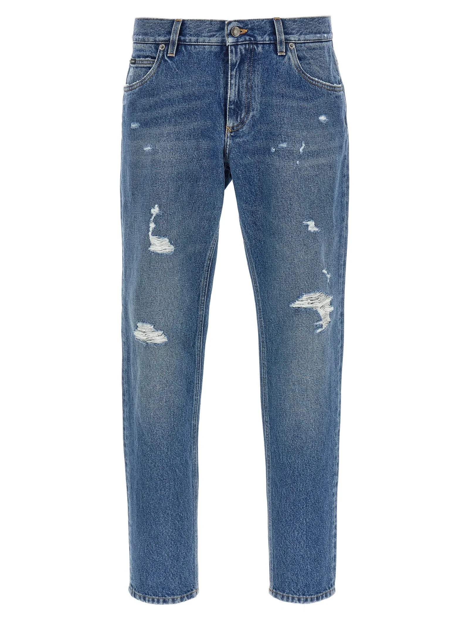 Dolce & Gabbana Blue Cotton Straight-Leg Jeans - IT56 | XL