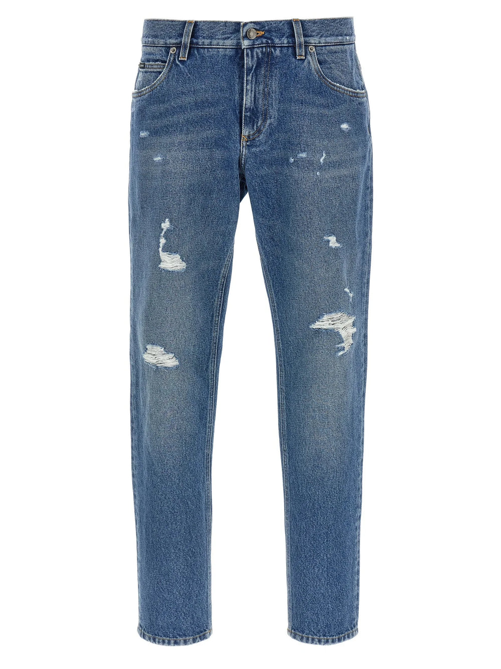 Dolce & Gabbana Blue Cotton Straight-Leg Jeans - IT56 | XL