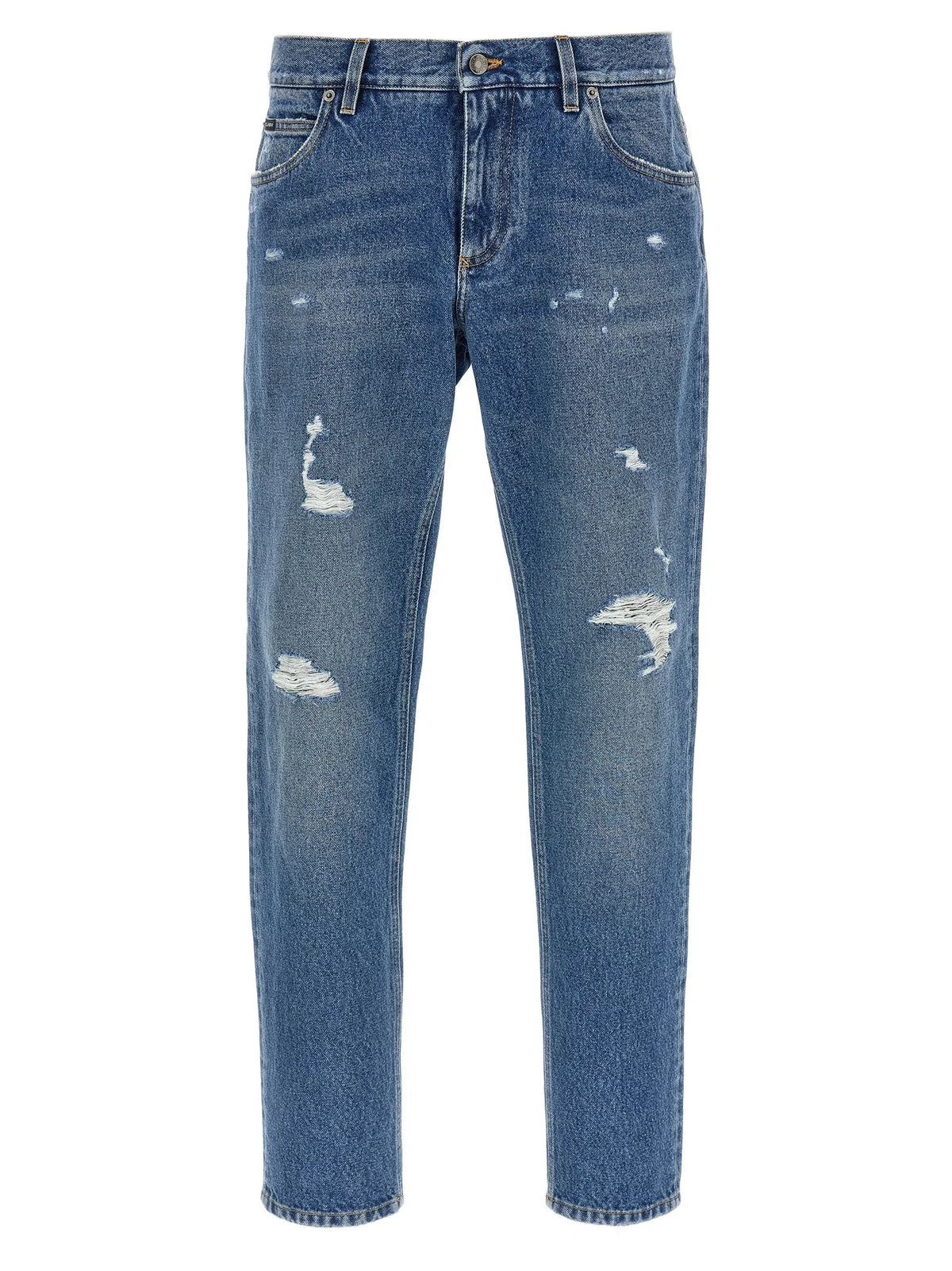 Dolce & Gabbana Blue Cotton Straight-Leg Jeans - IT56 | XL