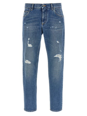 Dolce & Gabbana Blue Cotton Straight-Leg Jeans - IT56 | XL