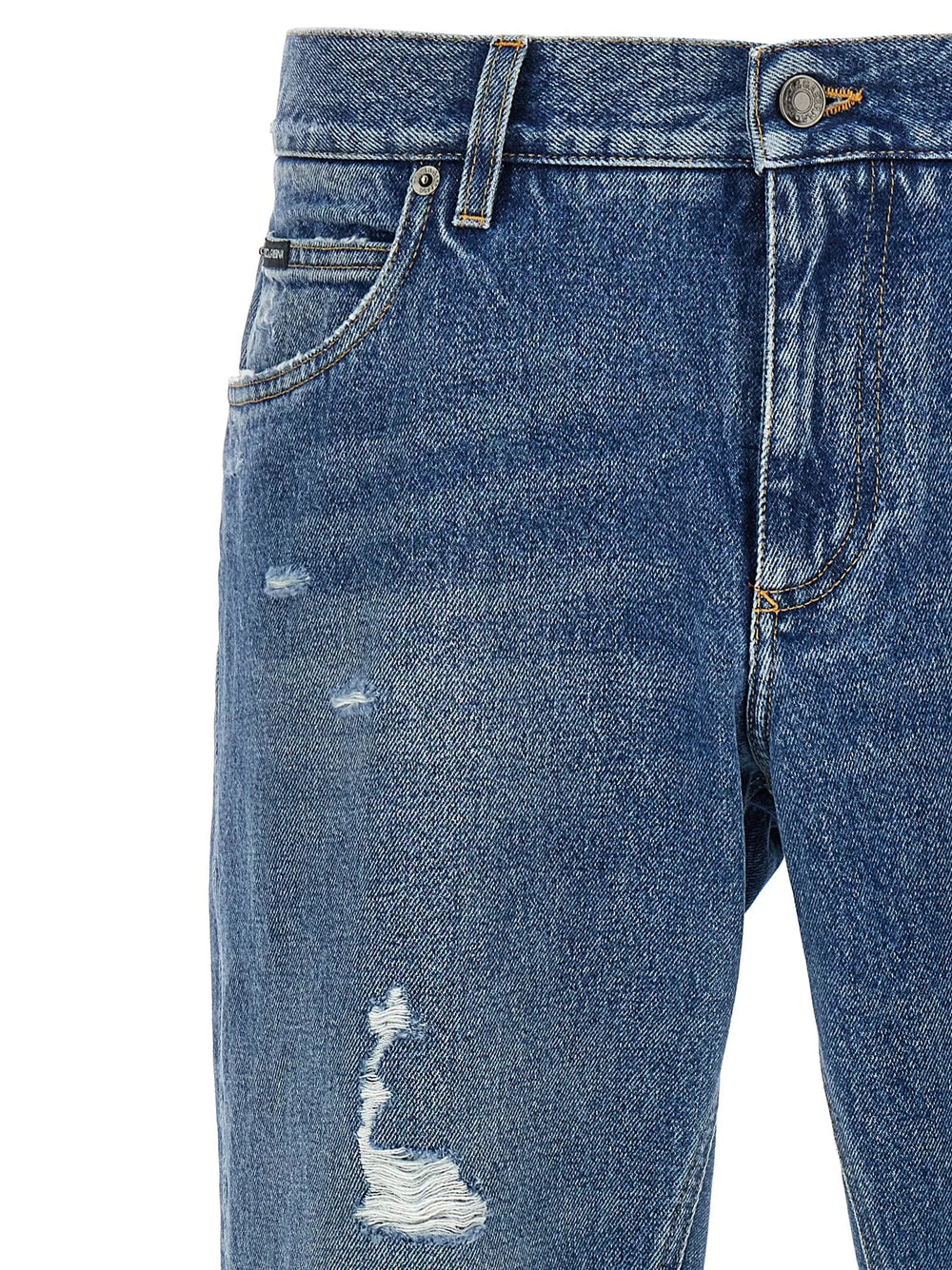Dolce & Gabbana Blue Cotton Straight-Leg Jeans - IT56 | XL