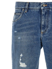 Dolce & Gabbana Blue Cotton Straight-Leg Jeans - IT56 | XL