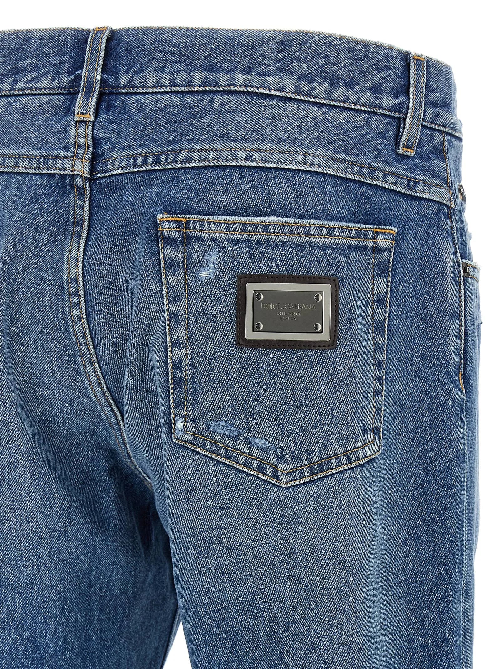 Dolce & Gabbana Blue Cotton Straight-Leg Jeans - IT56 | XL