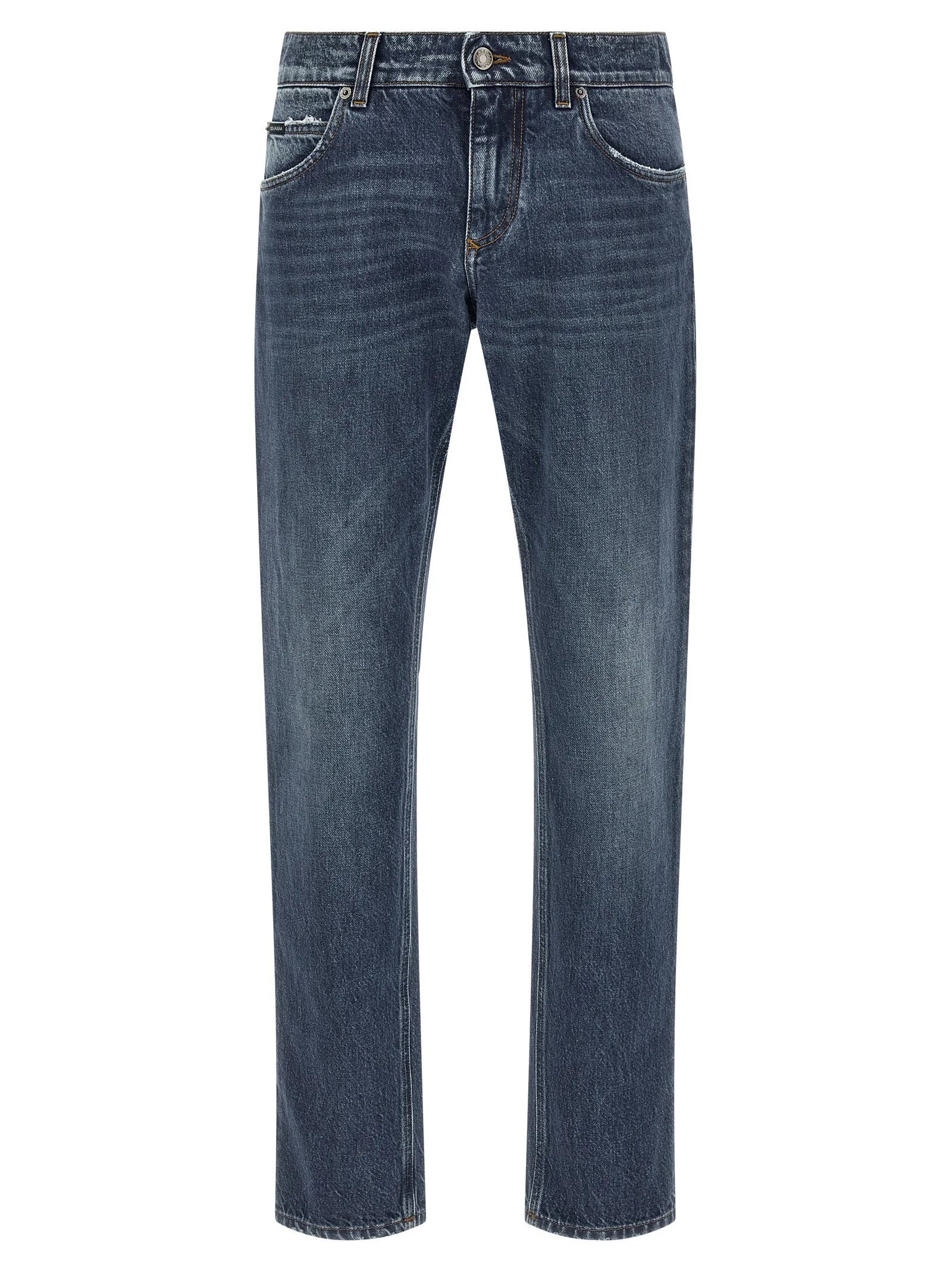 Dolce & Gabbana Blue Cotton Straight-Leg Jeans - XXL