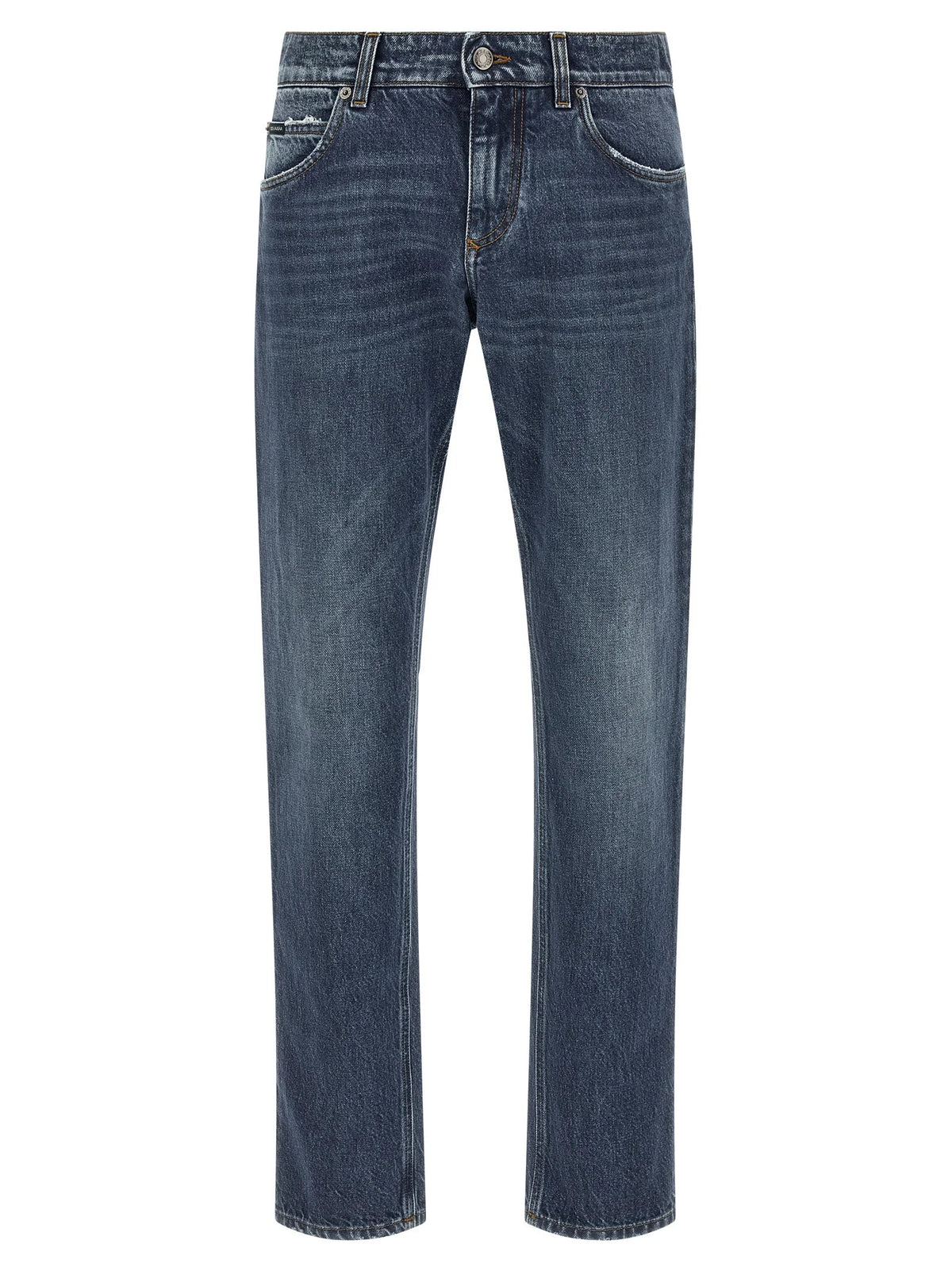 Dolce & Gabbana Blue Cotton Straight-Leg Jeans - XXL