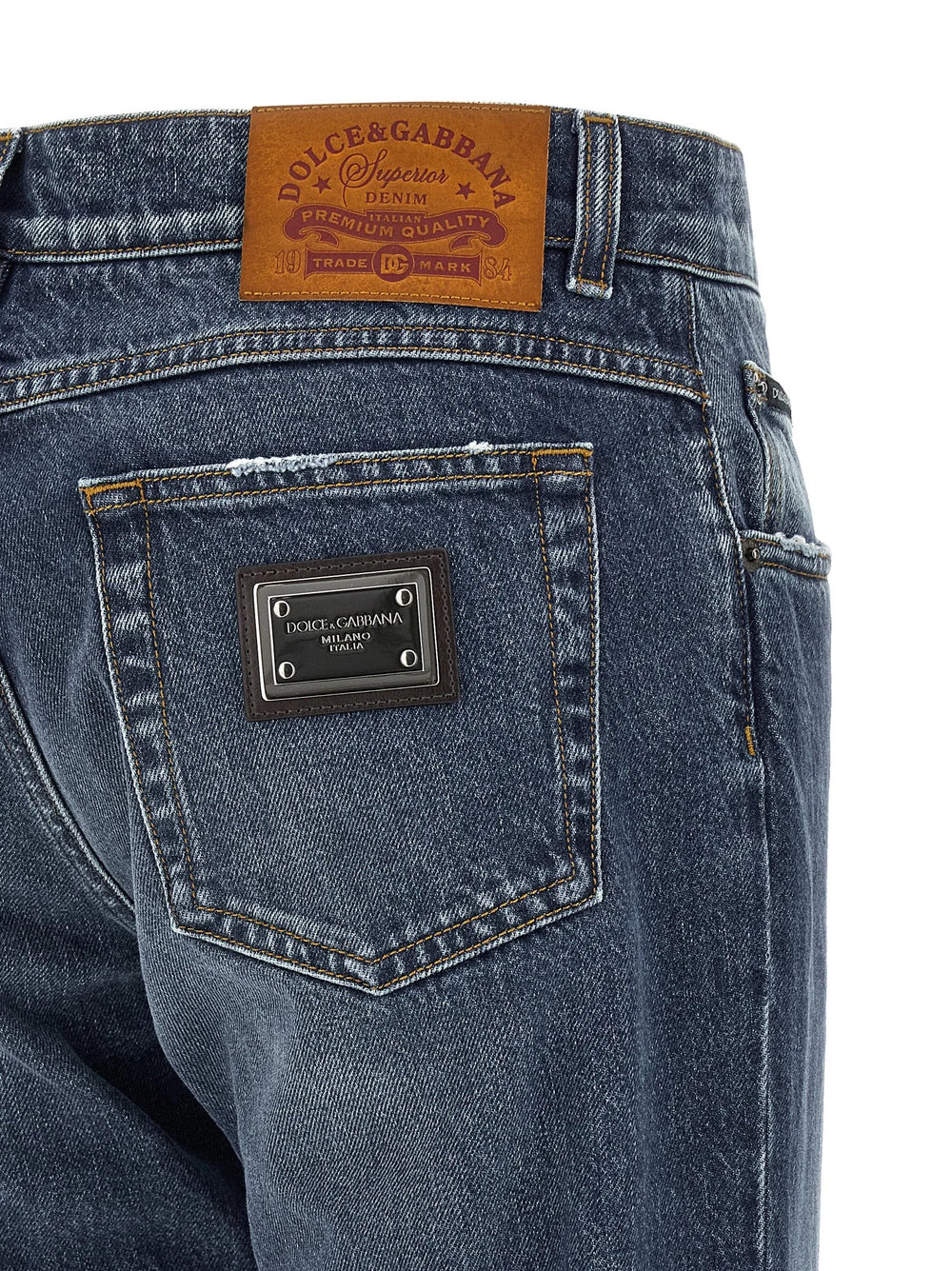 Dolce & Gabbana Blue Cotton Straight-Leg Jeans - XXL