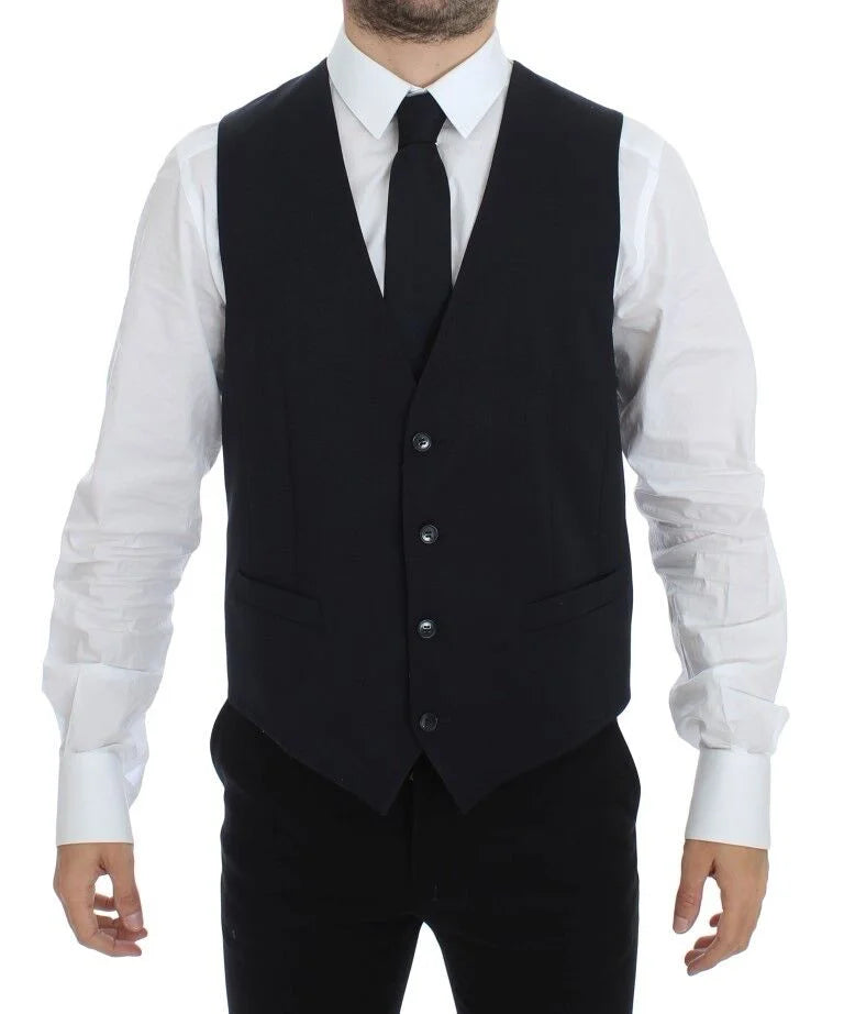 Dolce & Gabbana Blue Cotton Stretch Dress Vest Blazer - IT48 | M - Vests