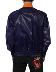 Dolce & Gabbana Blue Cotton Stretch Full Zip Bomber Jacket - IT54 | XL - Bomber Jackets