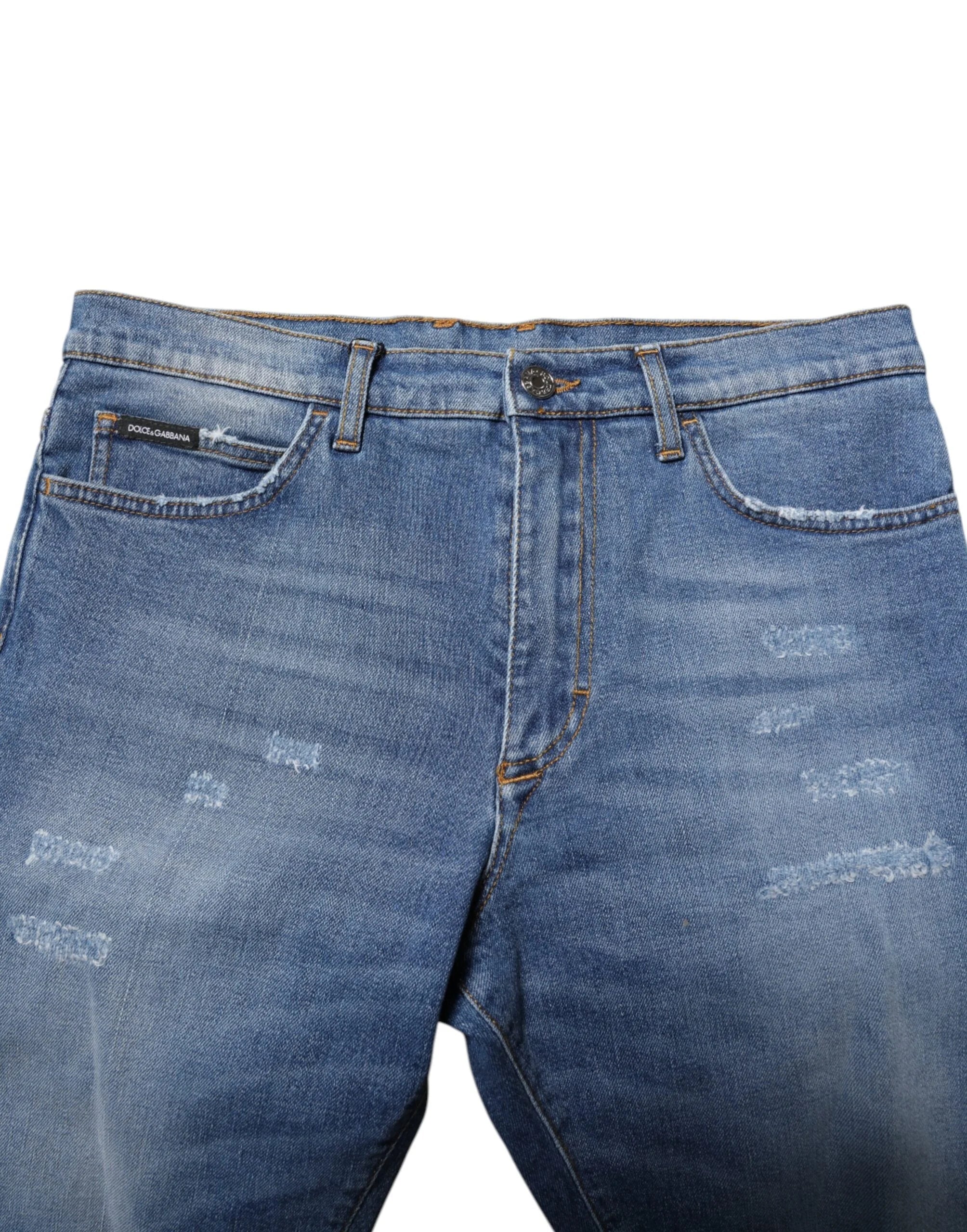 Dolce & Gabbana Blue Cotton Stretch Men Denim Bermuda Shorts - IT44 | XS