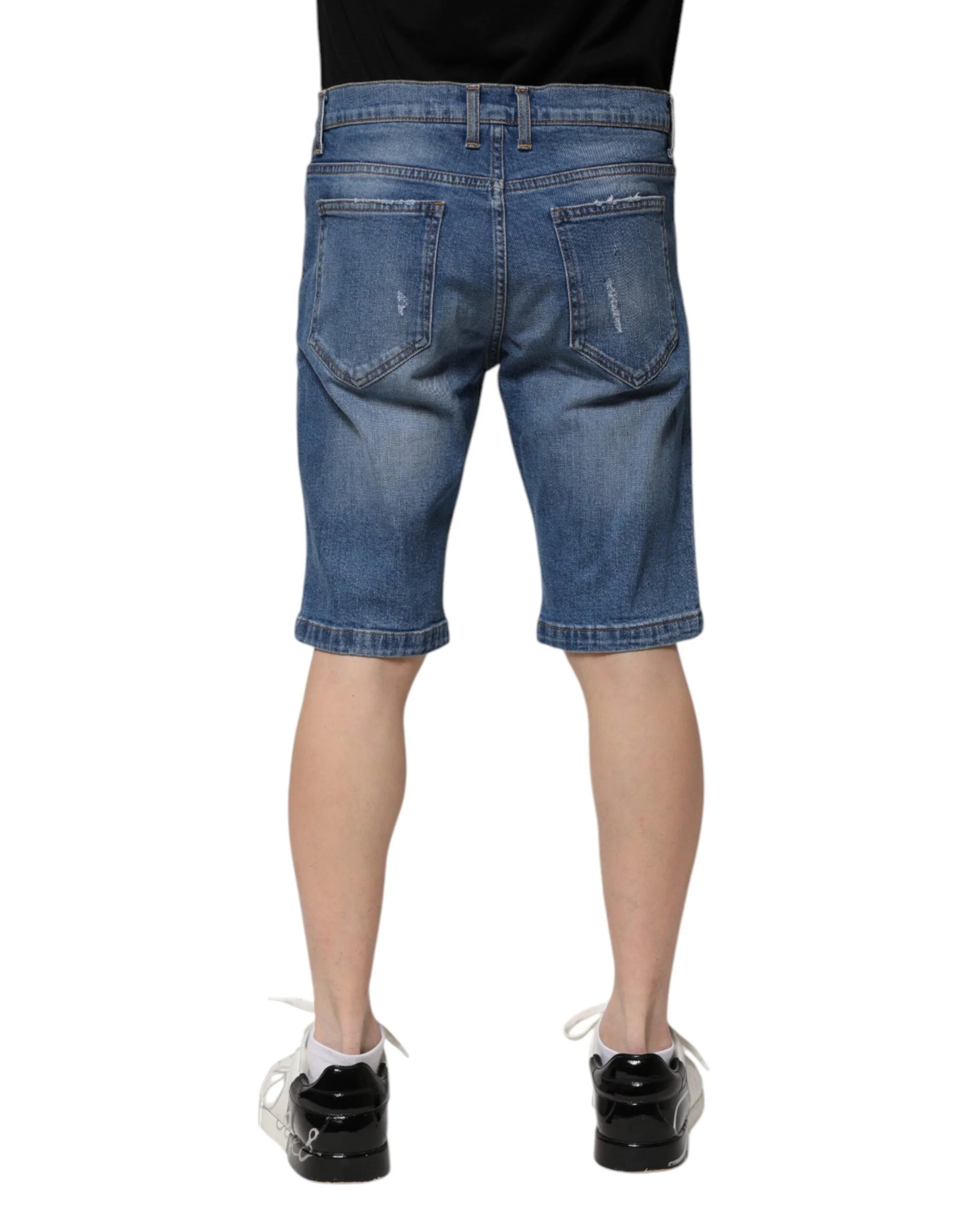 Dolce & Gabbana Blue Cotton Stretch Men Denim Bermuda Shorts - IT44 | XS
