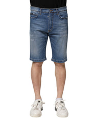Dolce & Gabbana Blue Cotton Stretch Men Denim Bermuda Shorts - IT44 | XS