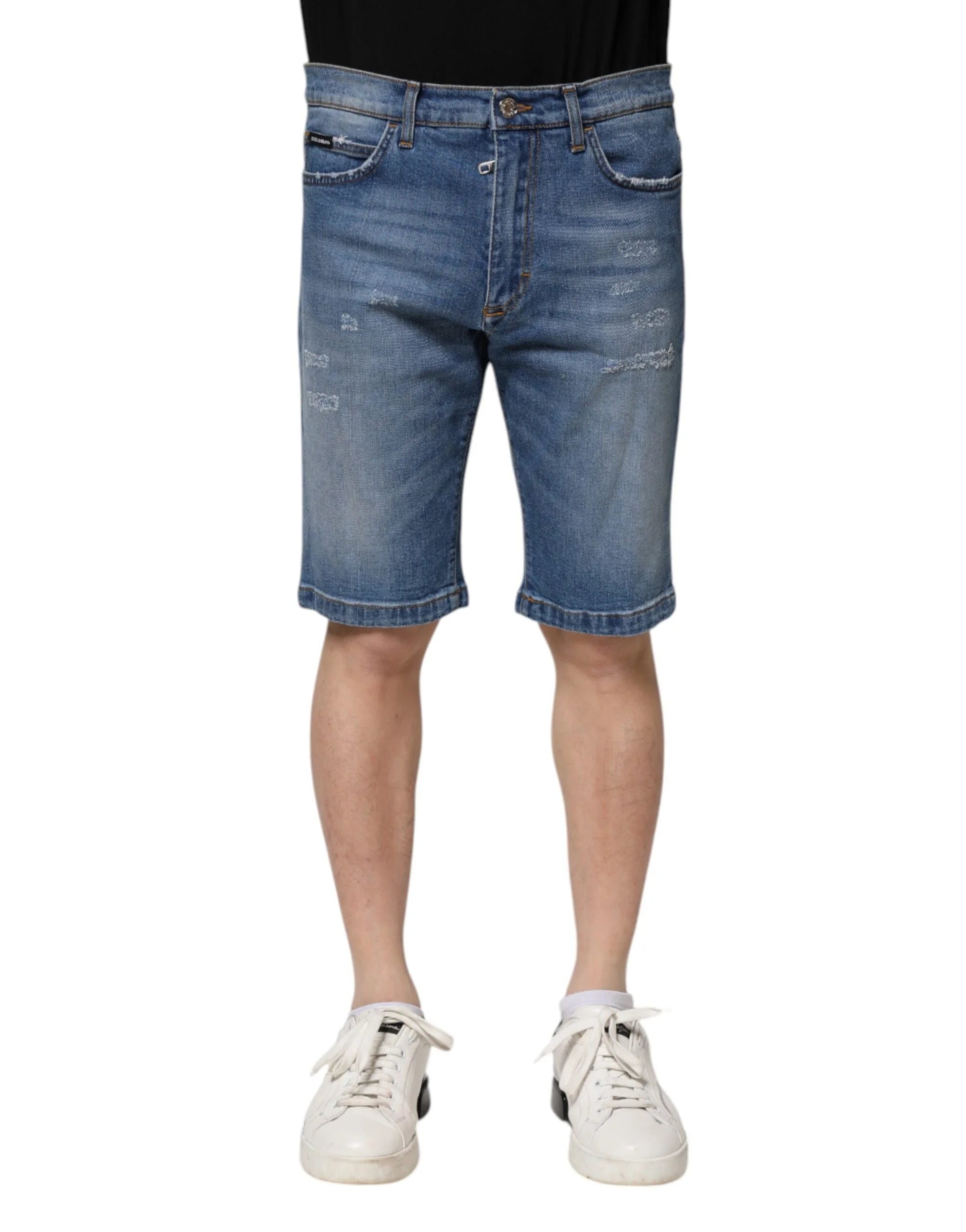 Dolce & Gabbana Blue Cotton Stretch Men Denim Bermuda Shorts - IT44 | XS