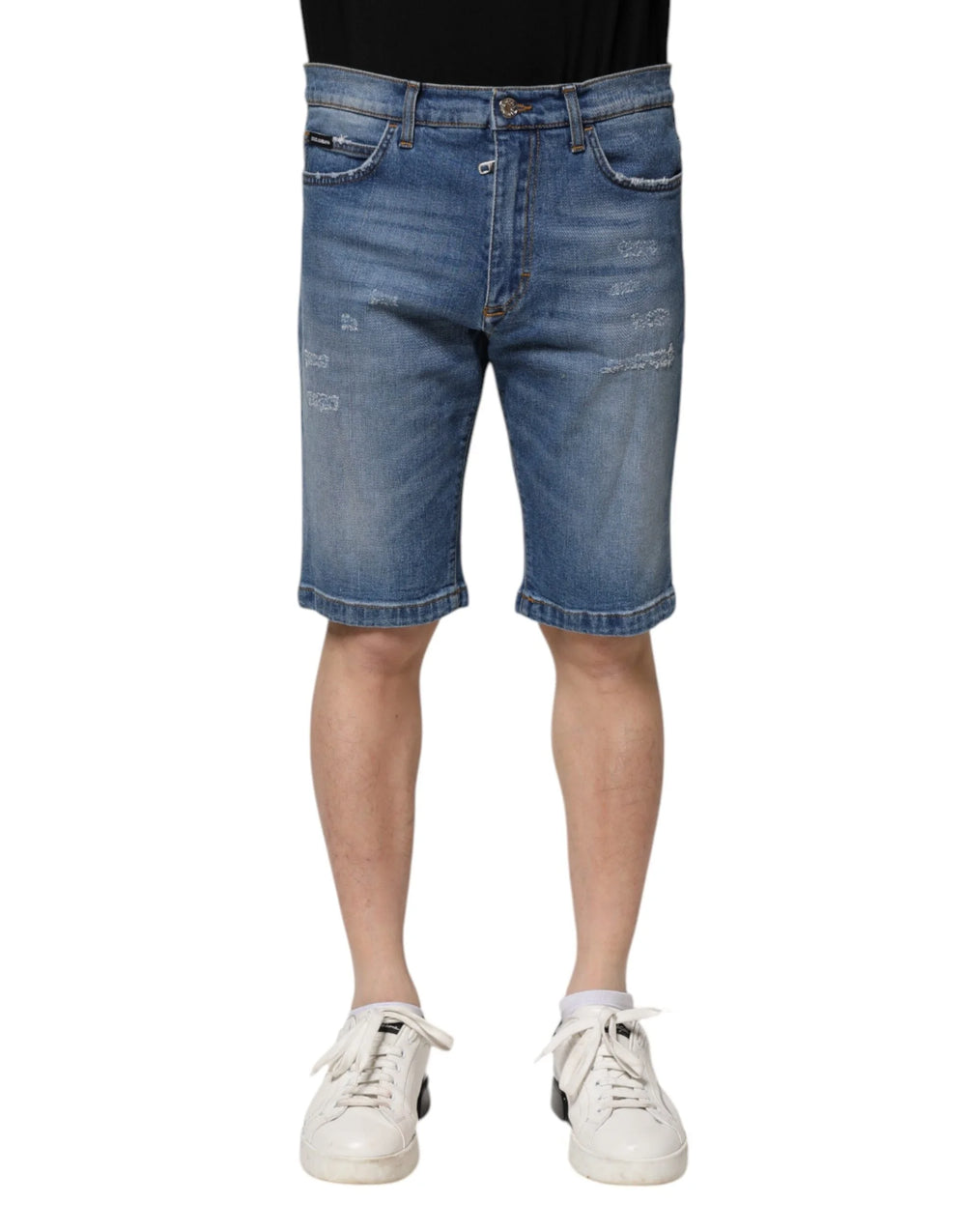 Dolce & Gabbana Blue Cotton Stretch Men Denim Bermuda Shorts - IT44 | XS