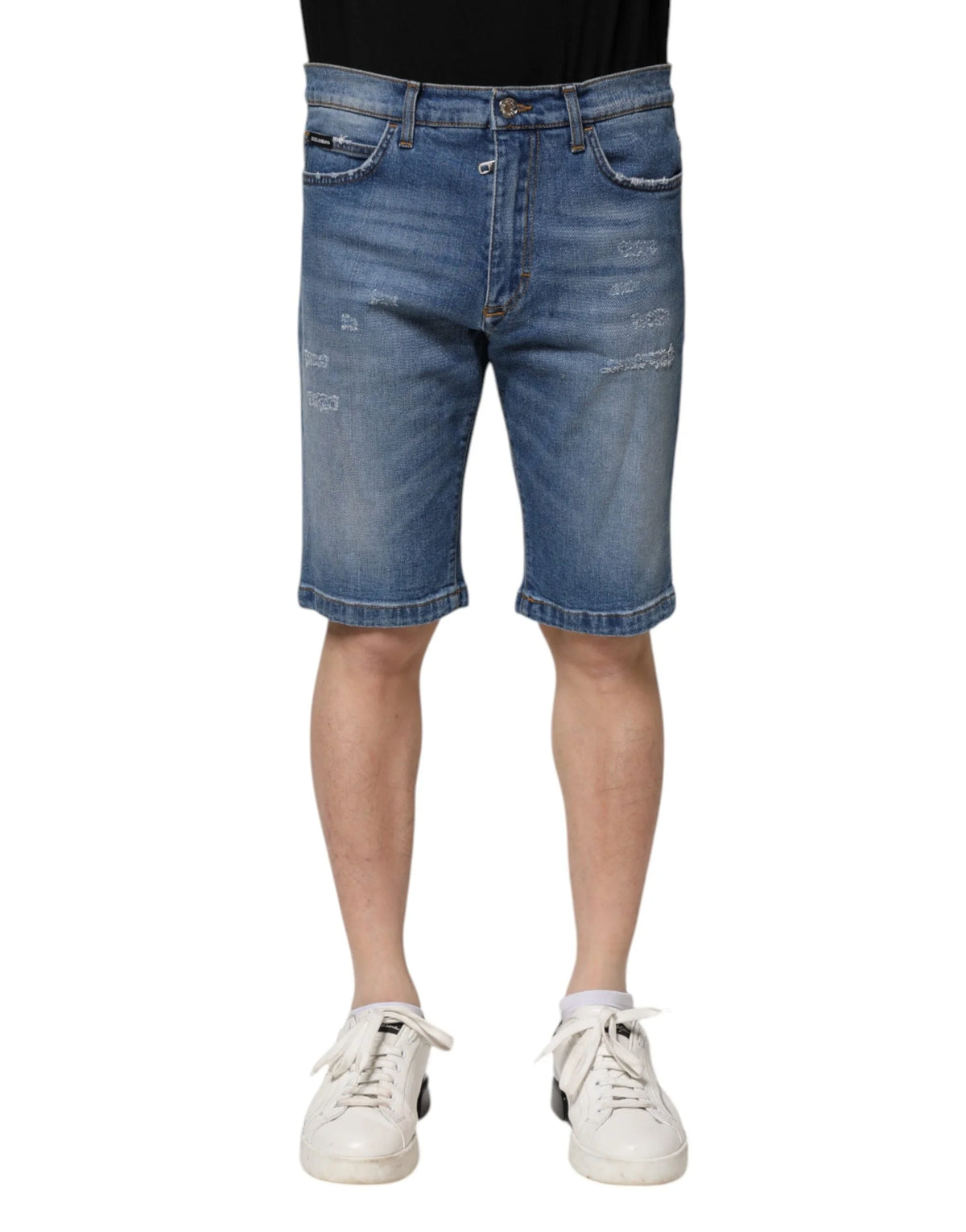 Dolce & Gabbana Blue Cotton Stretch Men Denim Bermuda Shorts - IT44 | XS