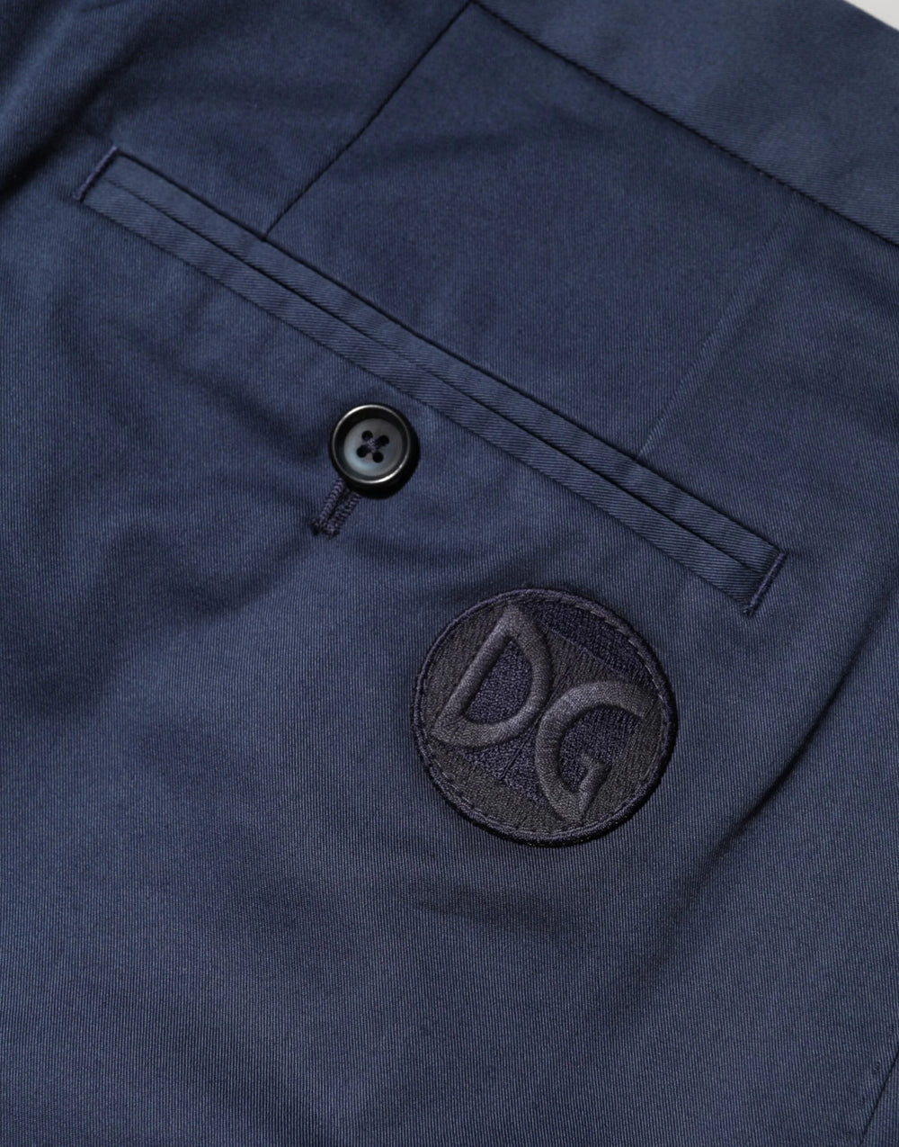 Dolce & Gabbana Blue Cotton Stretch Mid Waist Bermuda Shorts - Bermudas