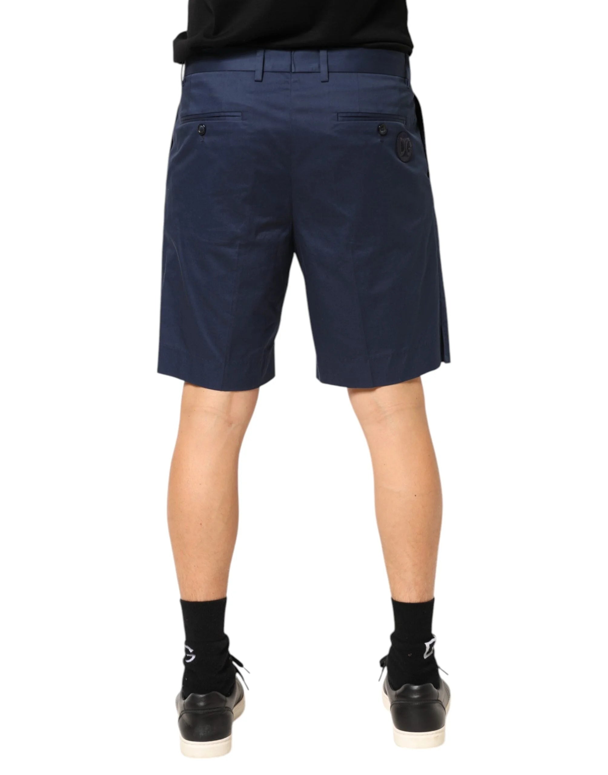 Dolce & Gabbana Blue Cotton Stretch Mid Waist Bermuda Shorts - Bermudas