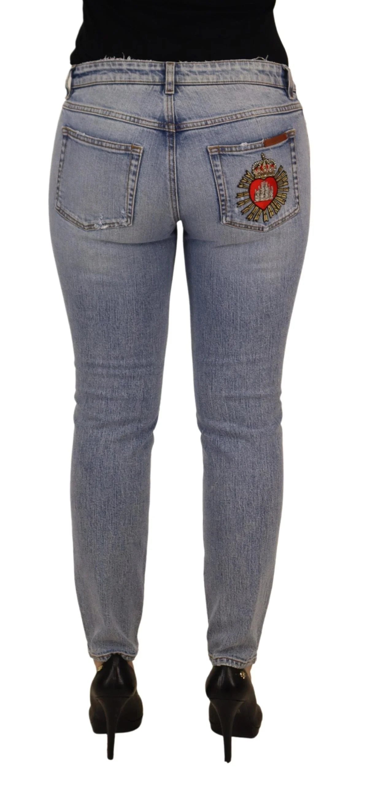 Dolce & Gabbana Blue Cotton Stretch Skinny Low Waist Denim Jeans - IT42|M - Jeans
