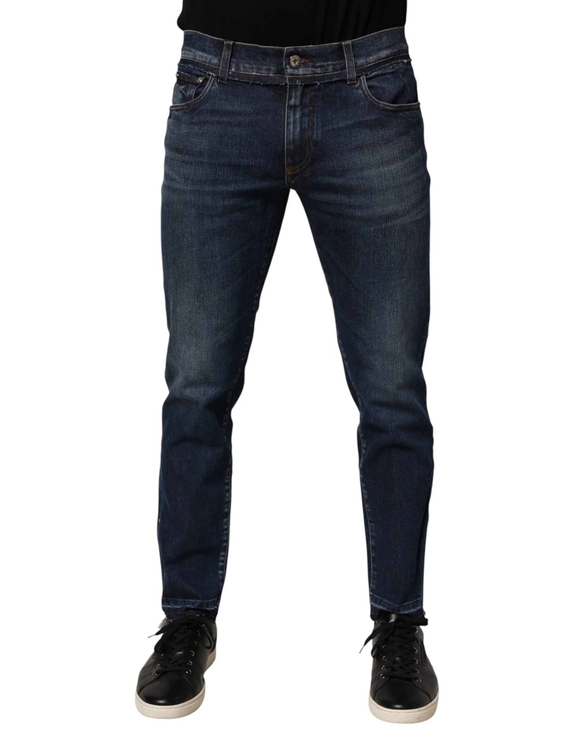 Dolce & Gabbana Blue Cotton Stretch Skinny Men Denim Jeans - Jeans