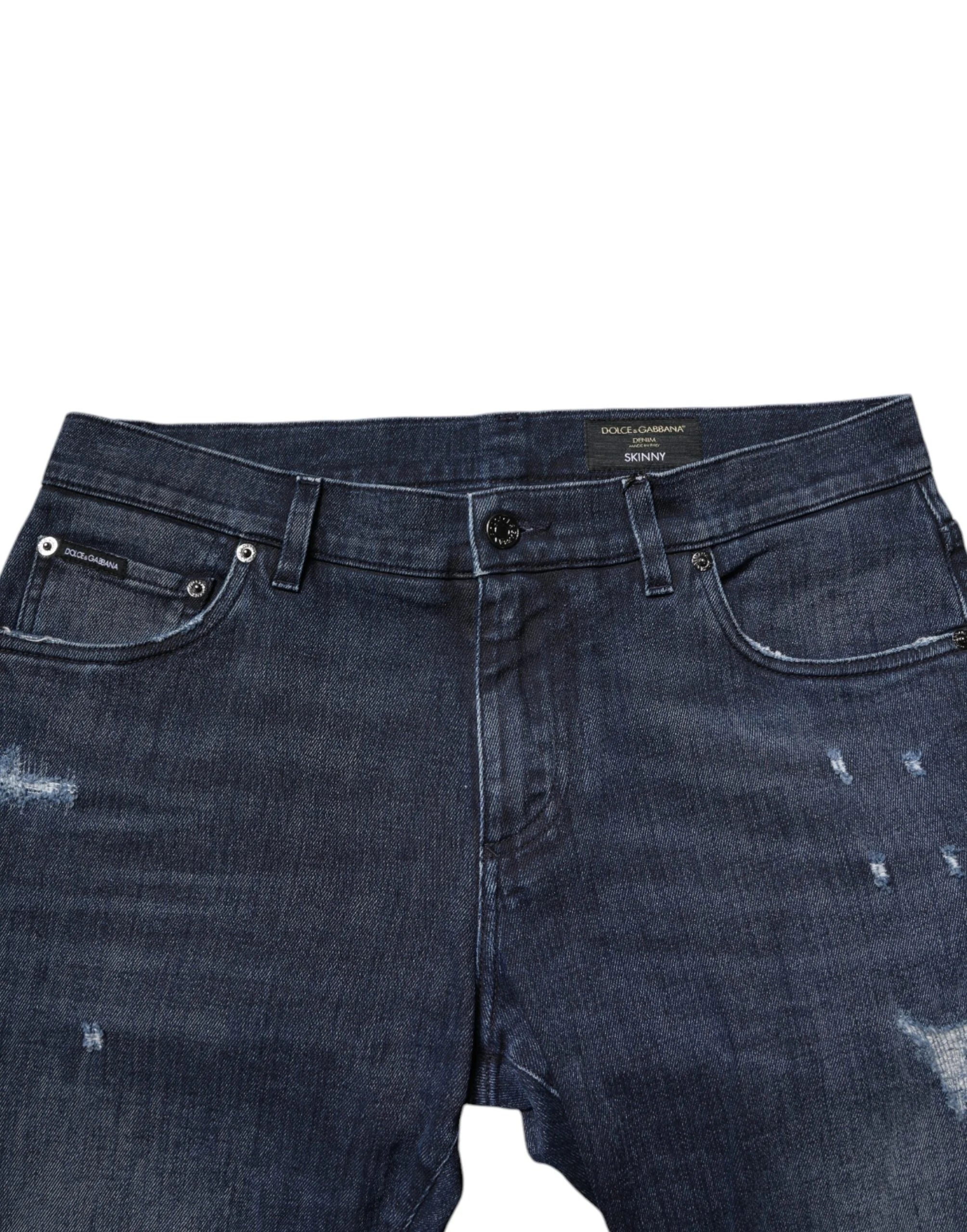 Dolce & Gabbana Blue Cotton Stretch Skinny Men Denim Jeans - IT50 | L - Jeans