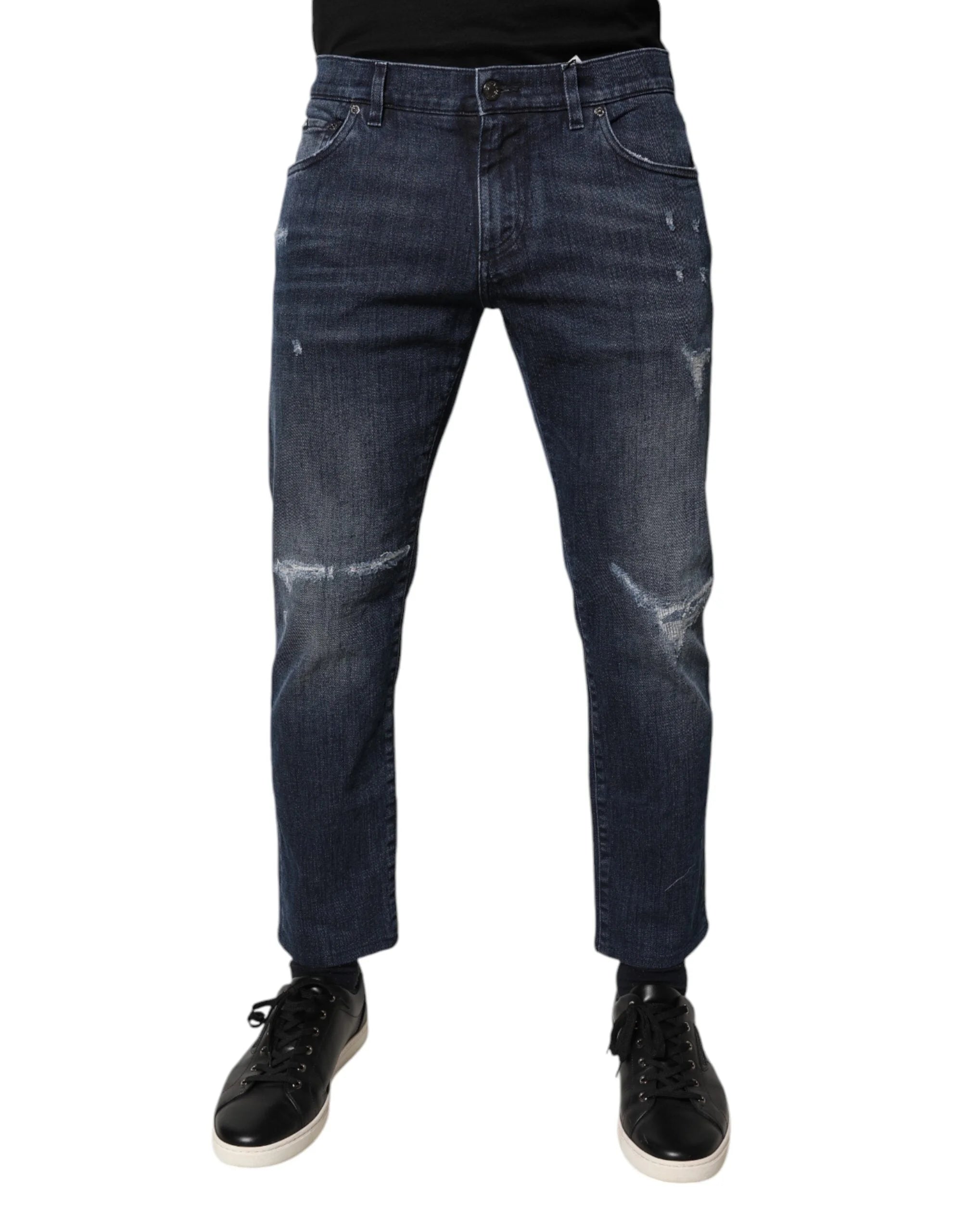 Dolce & Gabbana Blue Cotton Stretch Skinny Men Denim Jeans - IT50 | L - Jeans