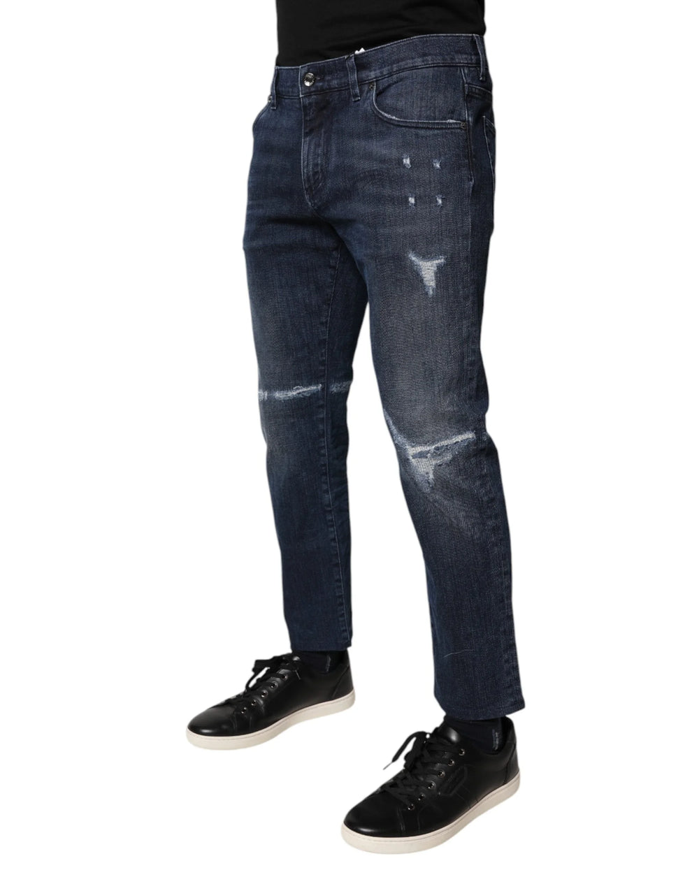 Dolce & Gabbana Blue Cotton Stretch Skinny Men Denim Jeans - IT50 | L - Jeans