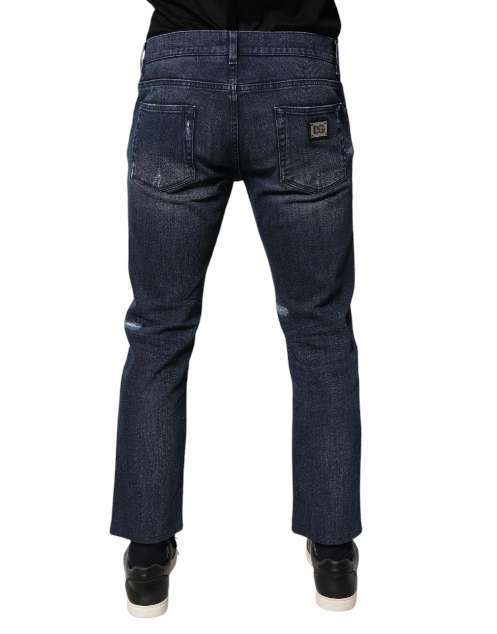 Dolce & Gabbana Blue Cotton Stretch Skinny Men Denim Jeans - IT50 | L - Jeans